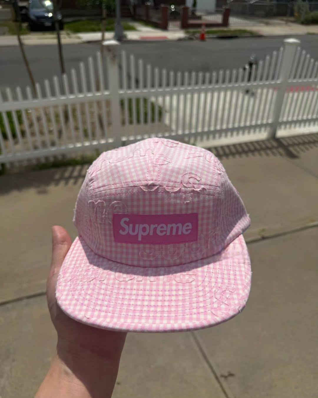 ꒰ pre oder ꒱Supreme💕 Monogram Gingham Camp Cap Pink - 26SS Rare