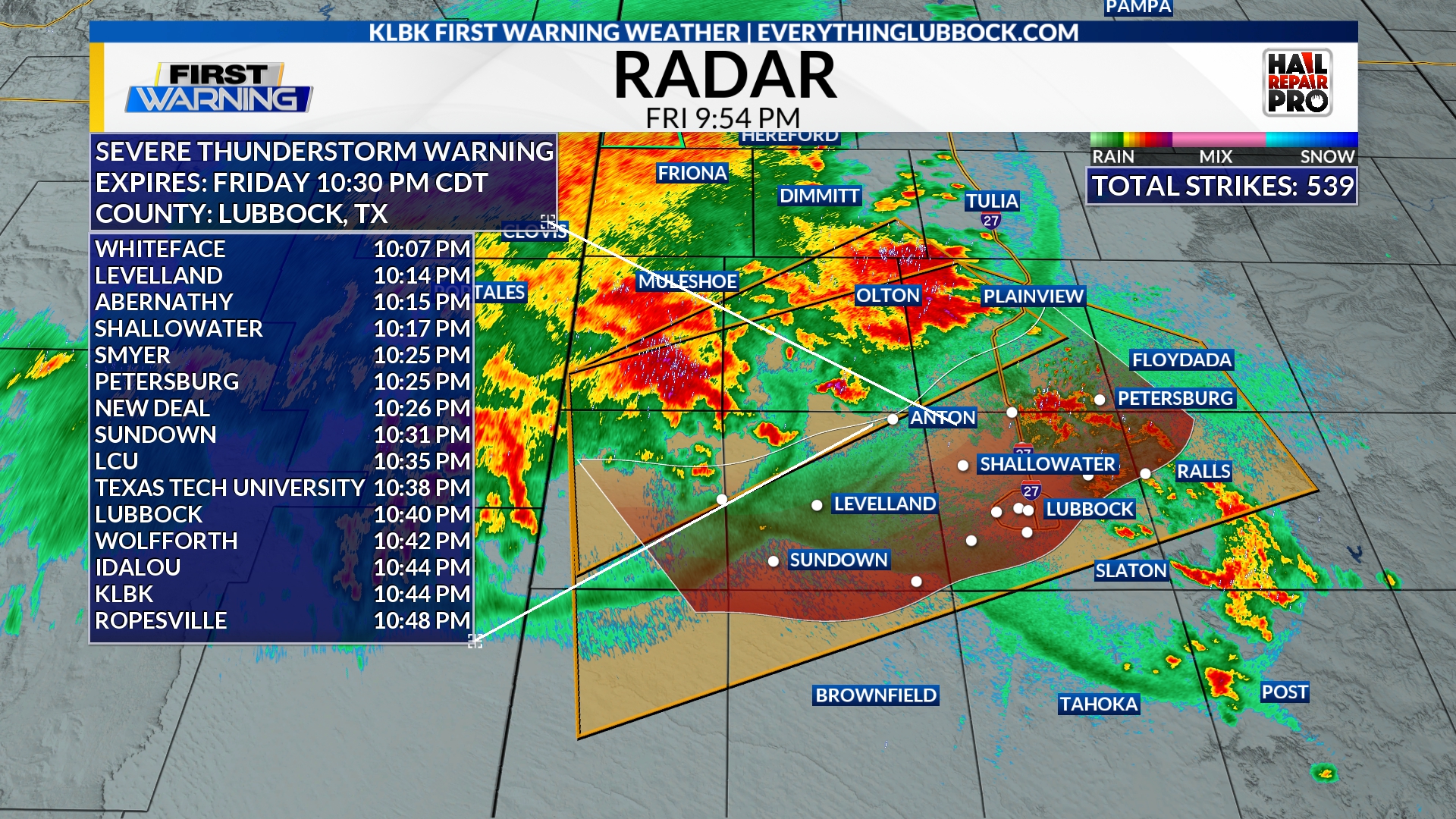 9:54 PM CDT 07/31/2026 - A Severe Thunderstorm Warning has been
