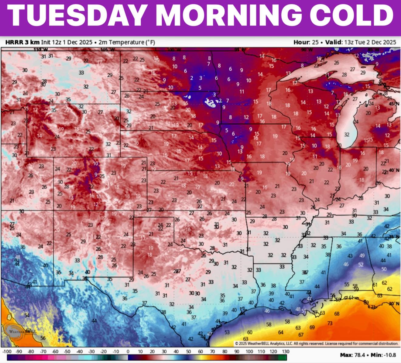 POW - Tuesday Morning Cold… Coldest widespread cold in 9 months tonight ...