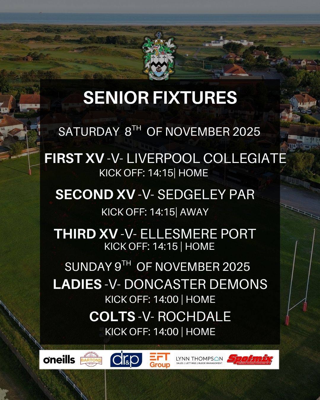 Southport RFC - 🏉 Weekend Rugby Fixtures – 8th & 9th... | Facebook