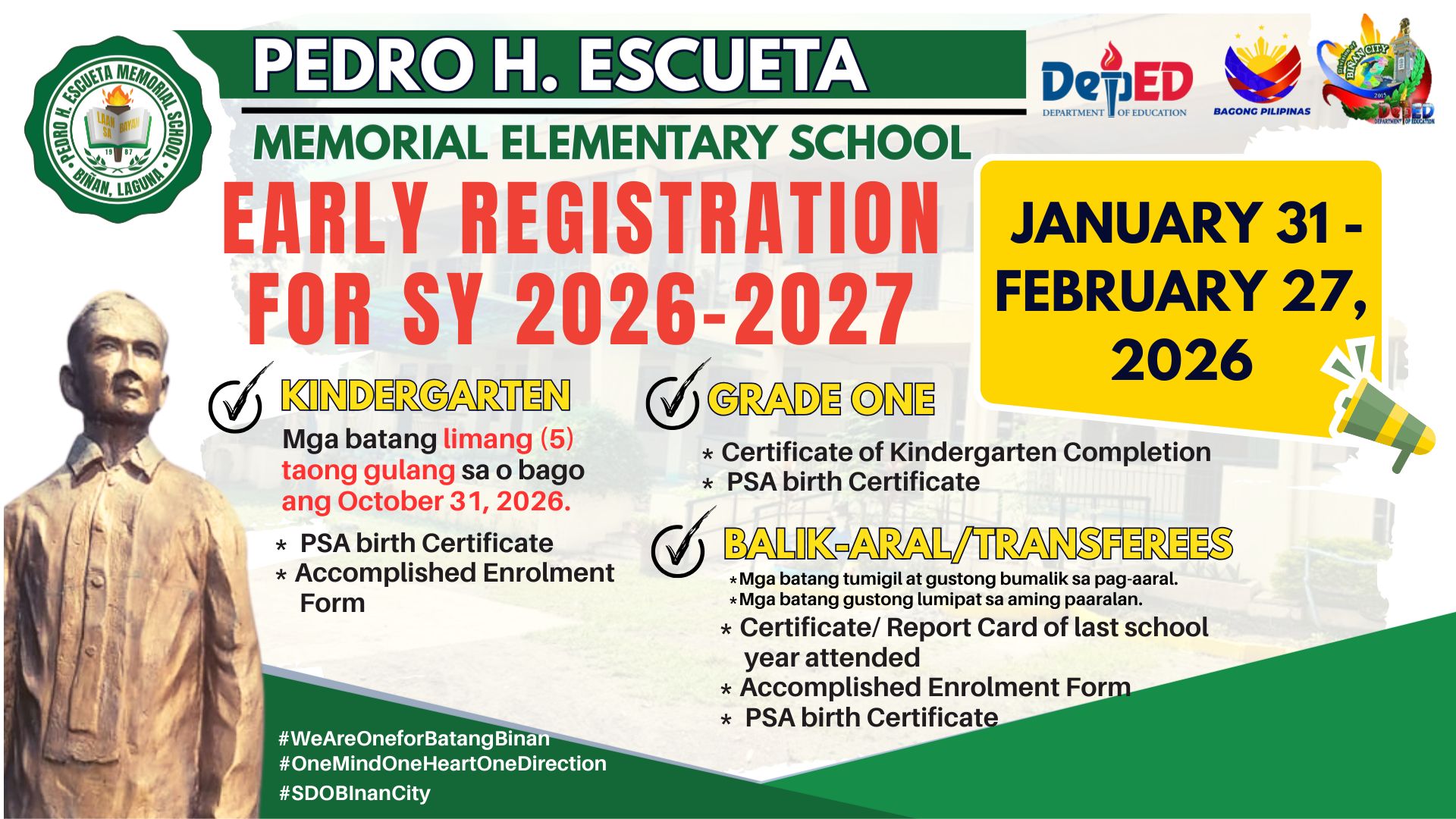 DepEd - 📢 EARLY REGISTRATION FOR S.Y. 2026-2027 Simula January 31 ...