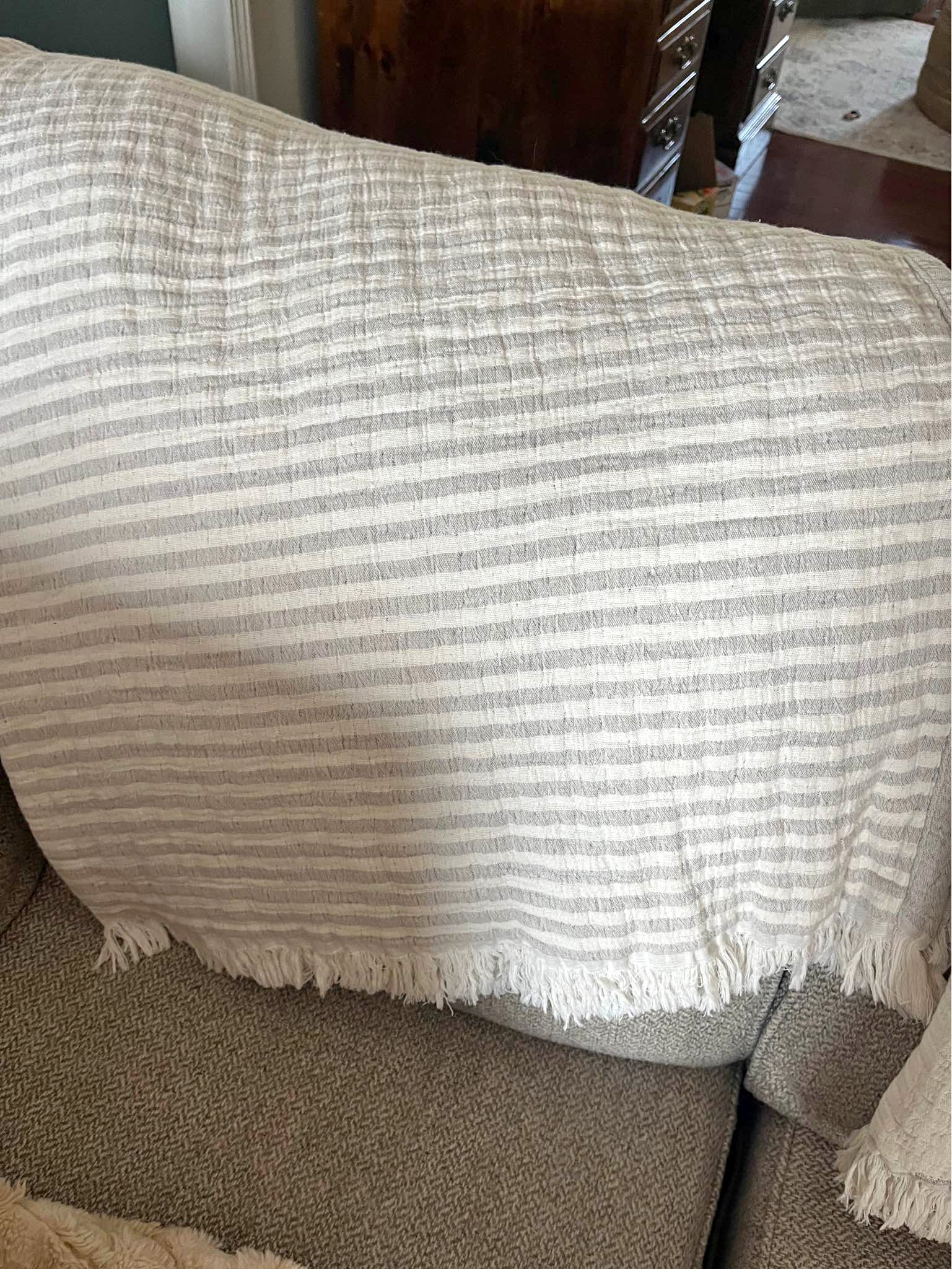 USED FRINGE BLANKET USED FRINGE BLANKET Woven Cotton Throw Blanket