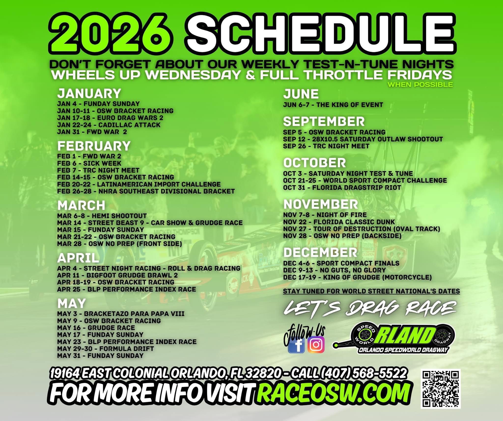 🏁2026 SCHEDULE @ Orlando Speed World... - GRS-Motorsports.com | Facebook