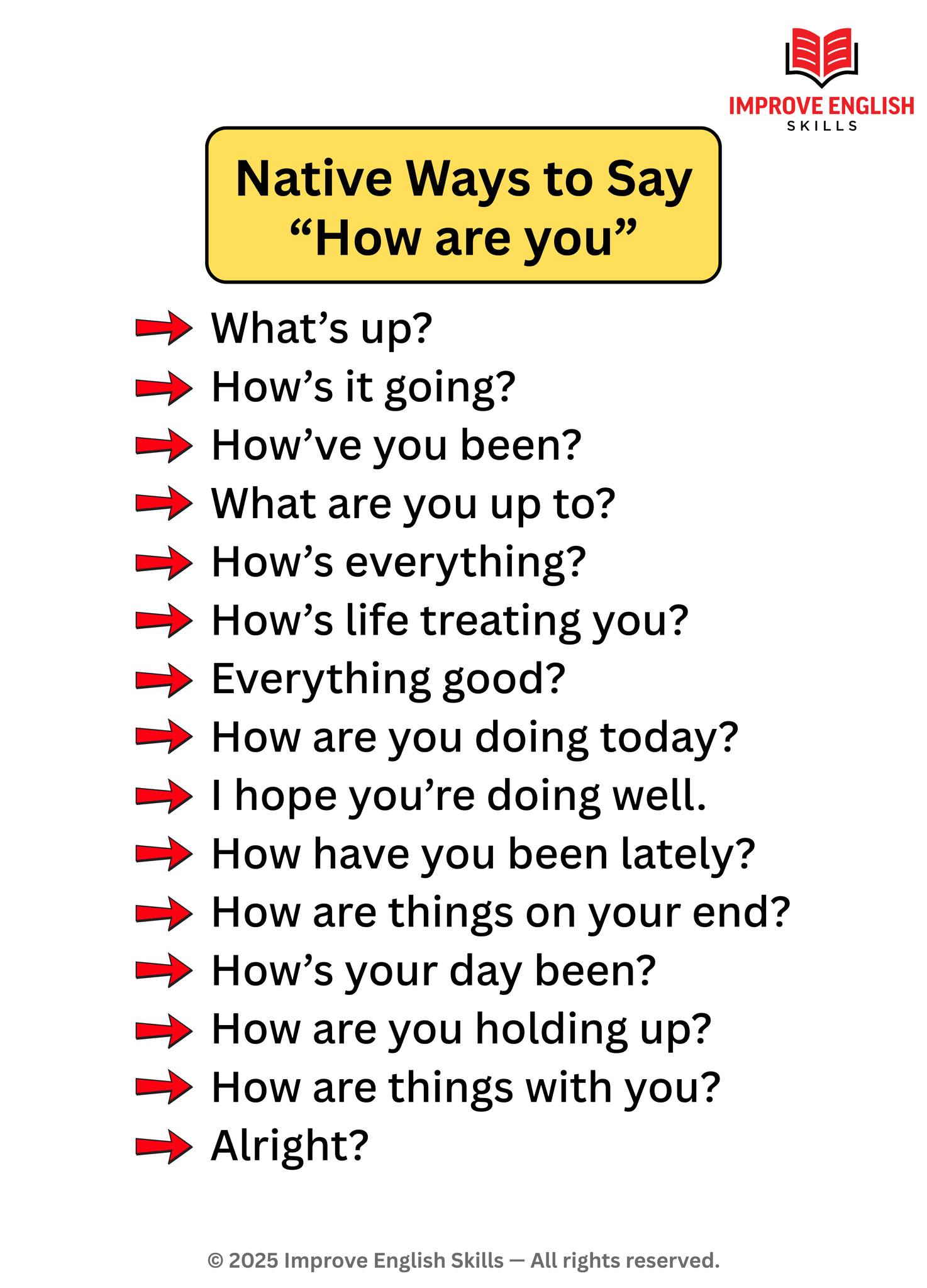 15 Native Ways to Say“How are... - Improve English Skills | Facebook