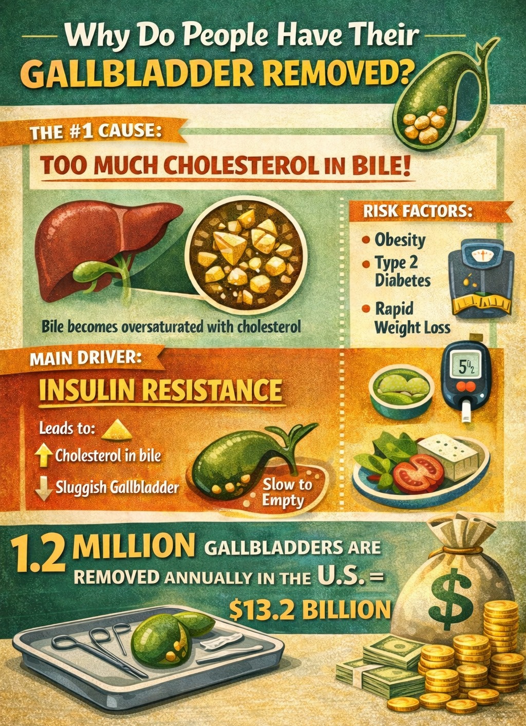 The $13.2 BILLION reason 1.2 million gallbladders are removed every year in the United States. Let's talk about what's really happening. Gallbladder removal has become one of the most common surgeries in