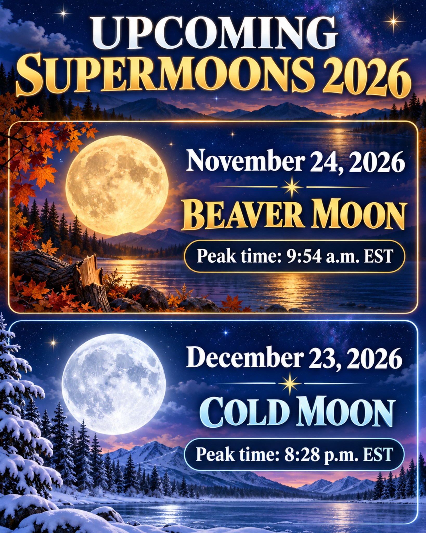 Upcoming supermoons in 2026: Beaver Moon and Cold Moon