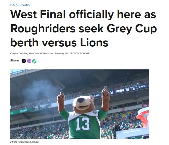 West - 🏈 It’s West Final time in the CFL! The Saskatchewan Roughriders ...