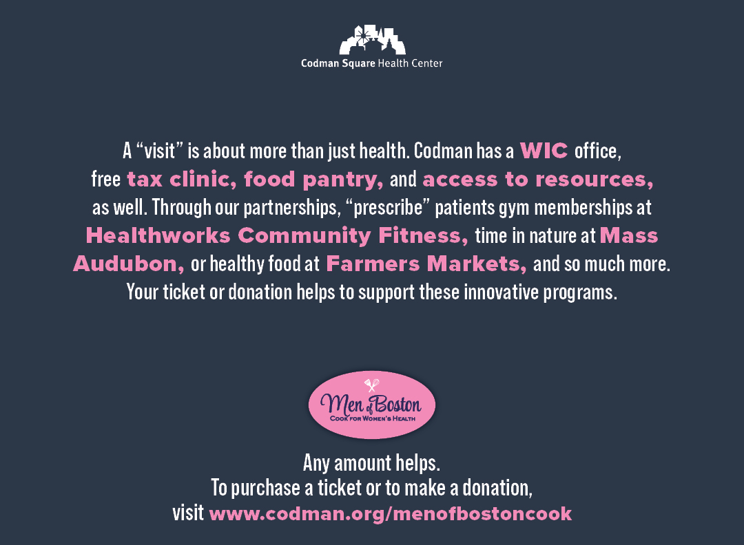 Codman - All proceeds from the Men of Boston Cook for Women's Health ...