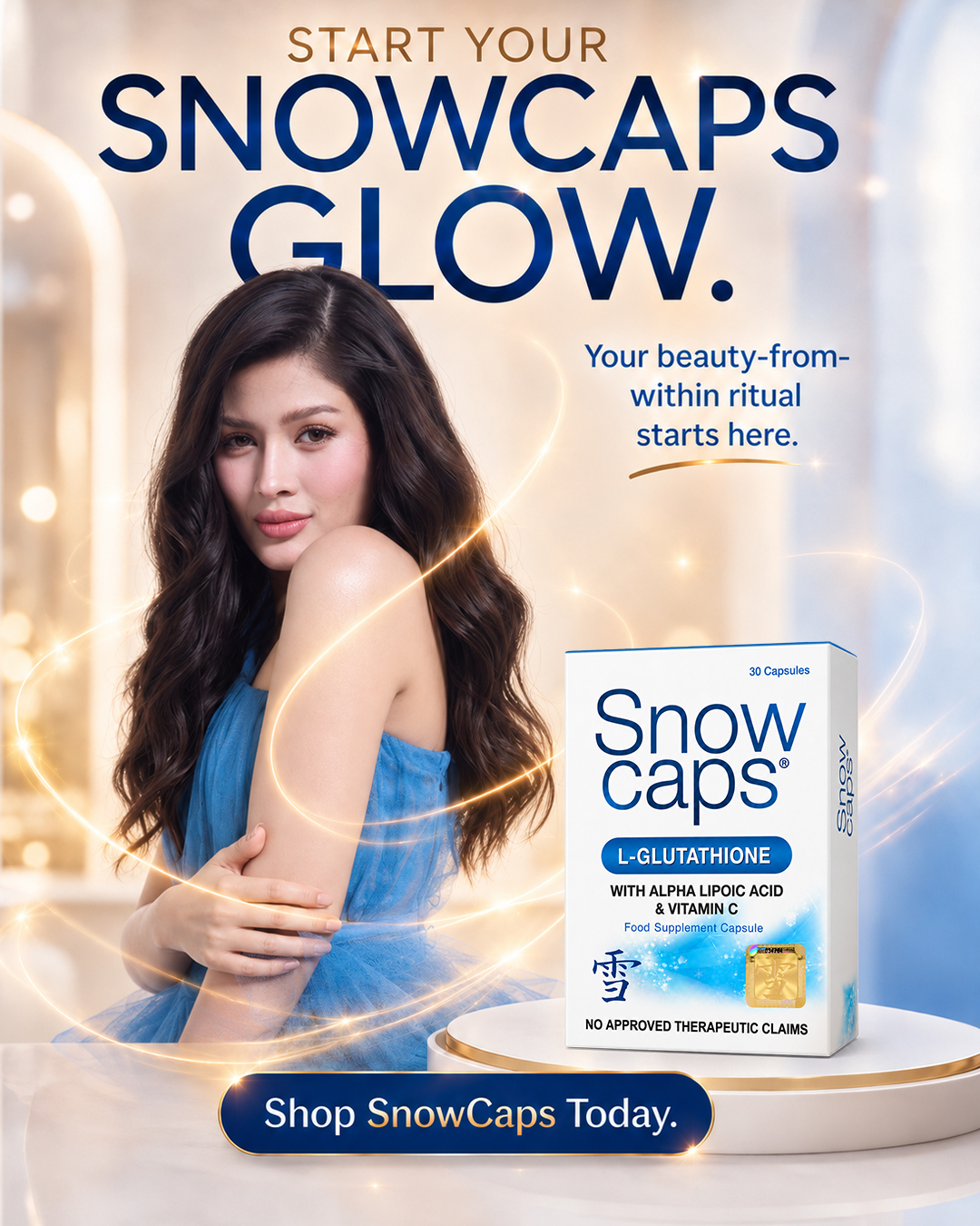 Your beauty-from-within ritual starts here. Discover daily antioxidant and skin wellness support with SnowCaps, featuring premium Setria® L-Glutathione from Japan. Start your SnowCaps glow today. S