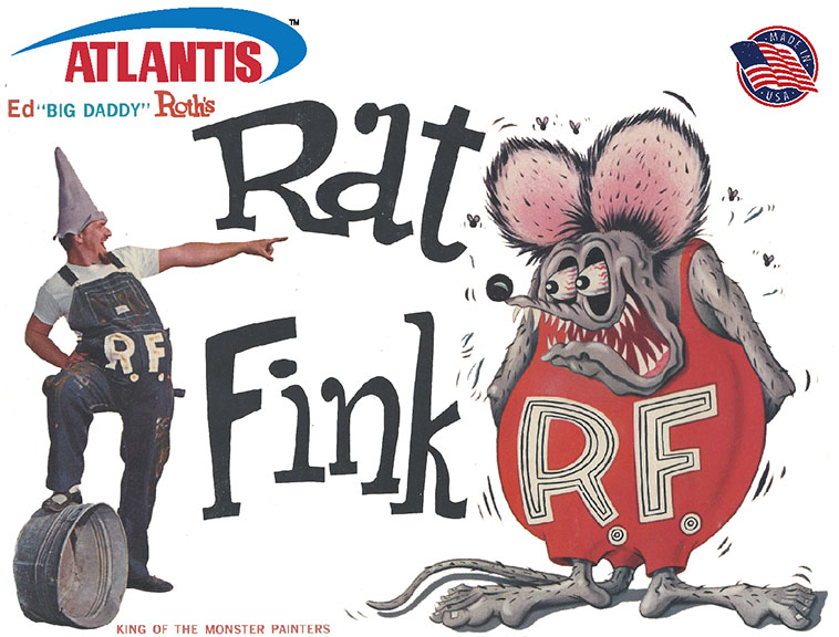 Atlantis kit Rat Fink model in acrylic paints
