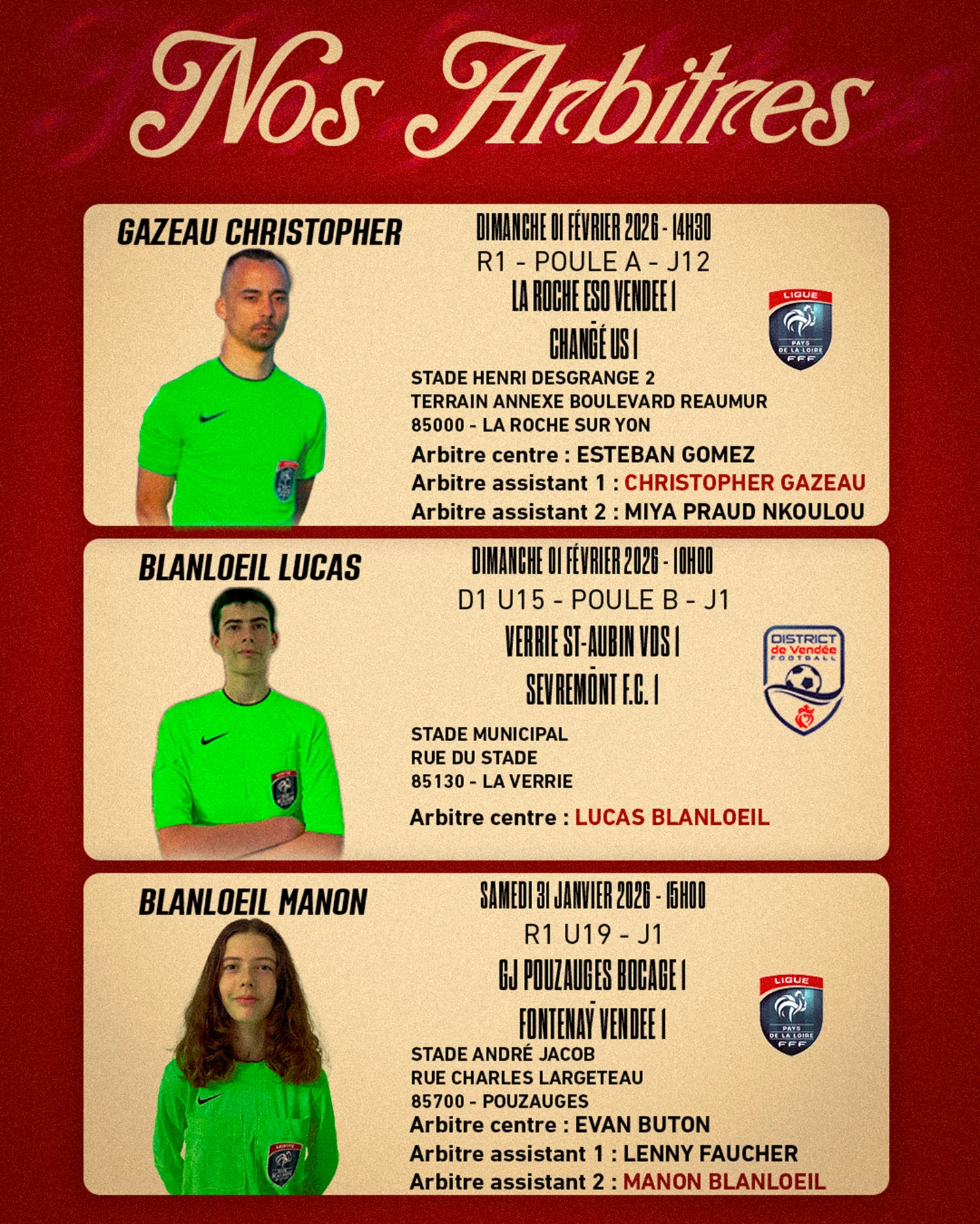 ASBD - 🔴⚪️ OÙ SONT NOS ARBITRES 🔴⚪️ Notre arbitre Christopher sera du ...