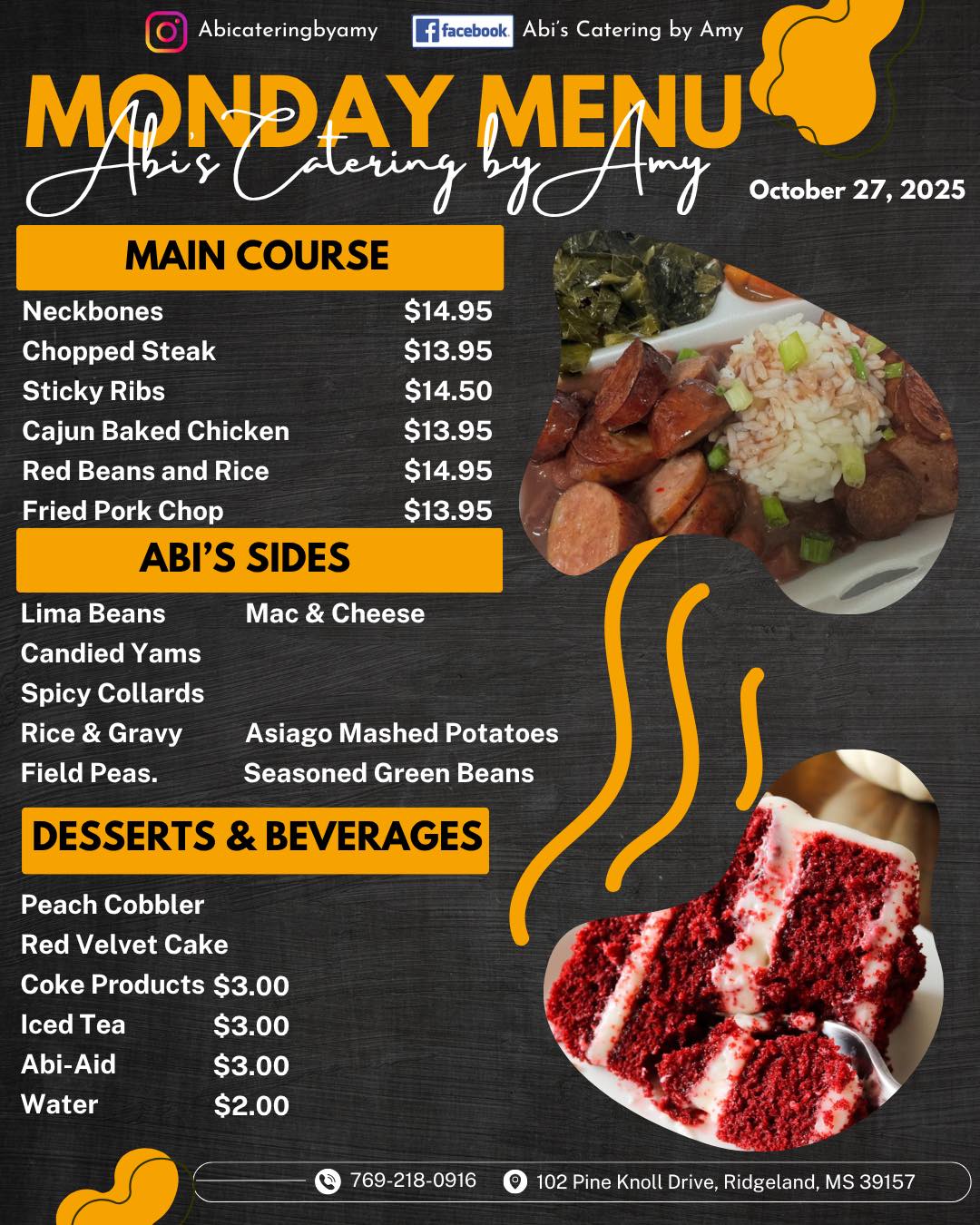 🍴 MONDAY MENU IS SERVED! 🍴 📍 Abi’s... - Abi's Catering by Amy | Facebook