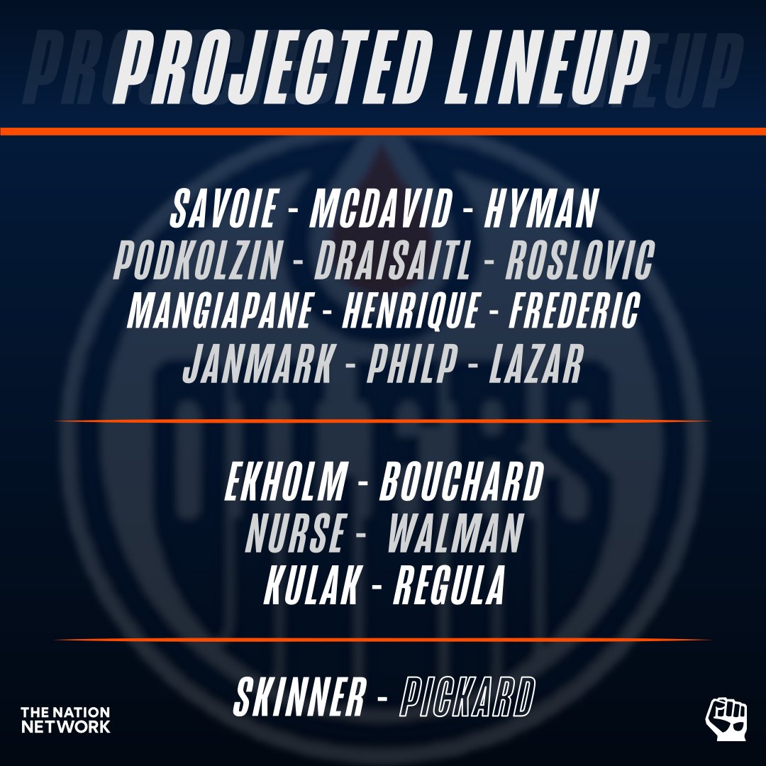Oilersnation - Tonight's projected lineup for the Edmonton... | Facebook