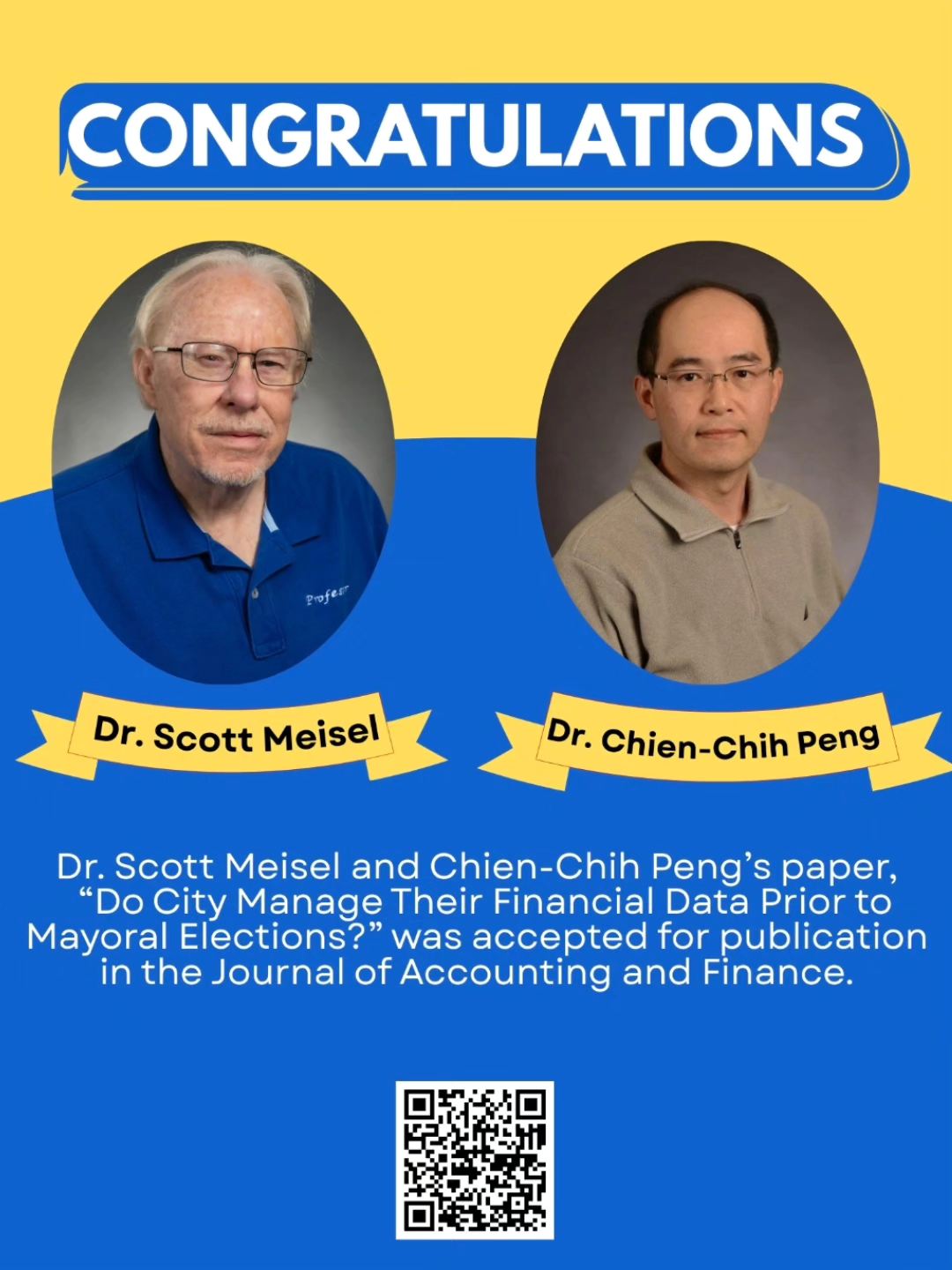 Congratulations to Dr. Scott Meisel and Dr. Chien-Chih Peng for having ...