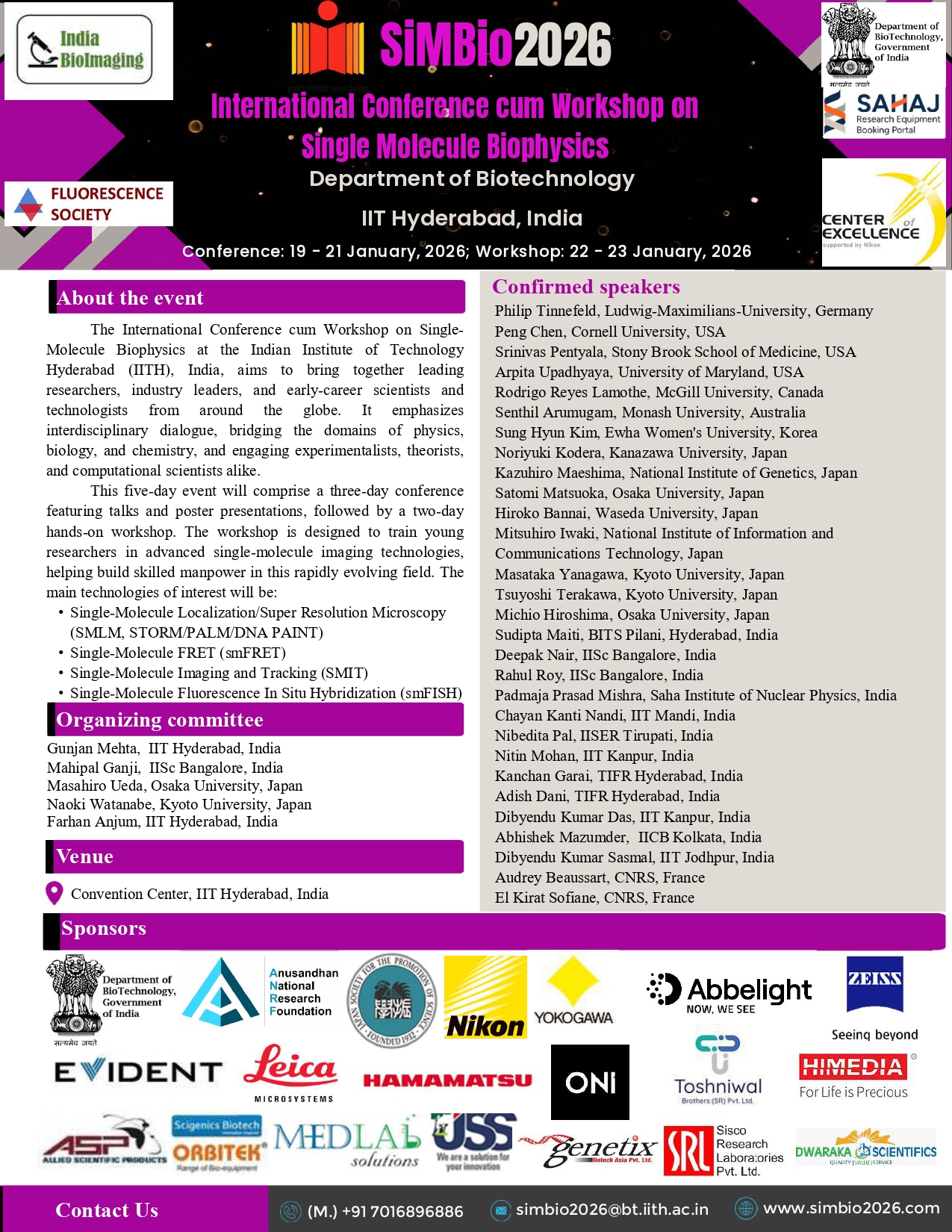 IIT Hyderabad - 🔬 SiMBio 2026 at #IITHyderabad Join us... | Facebook