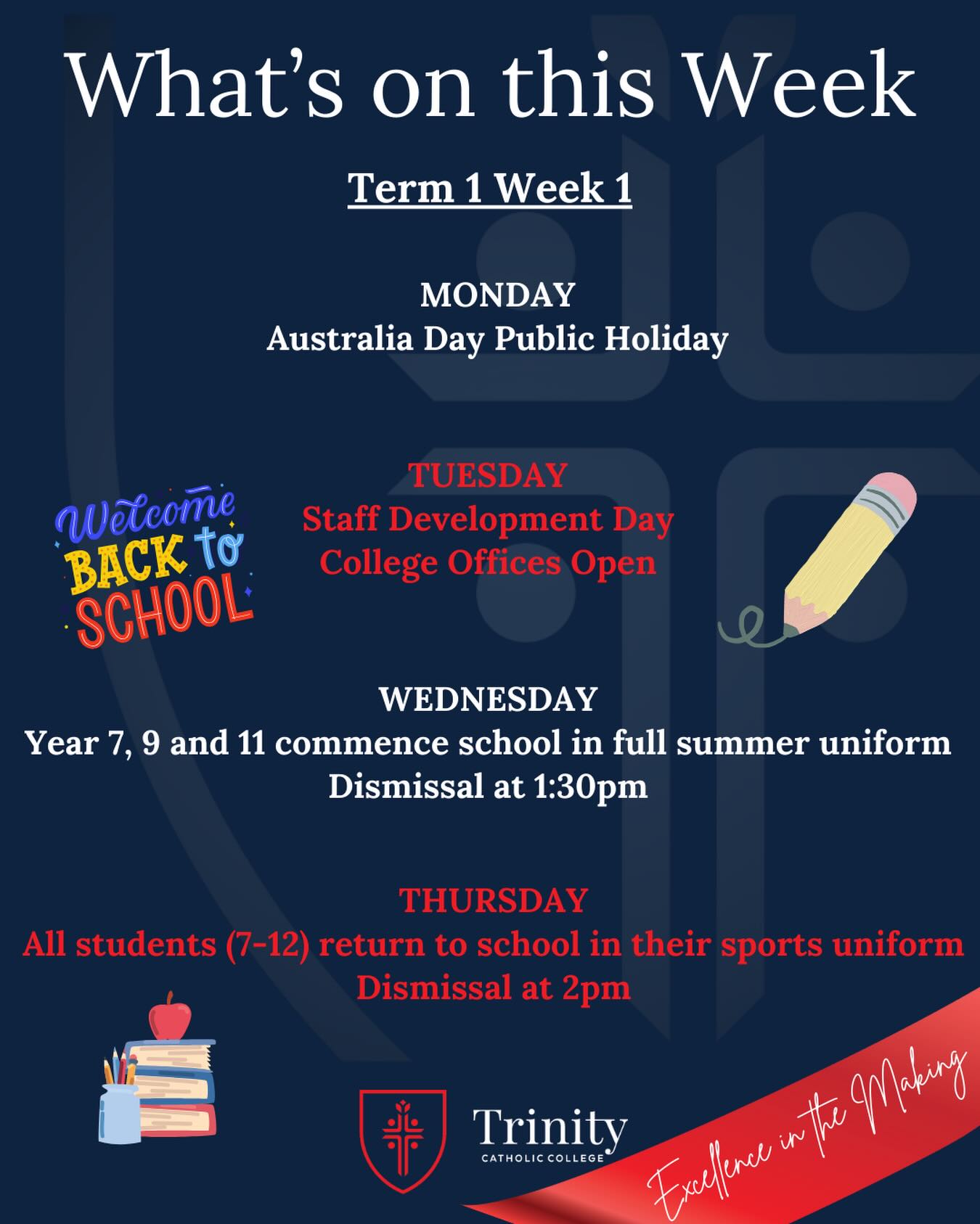 🍎 Welcome back to Term 1, Week... - Trinity Catholic College | Facebook