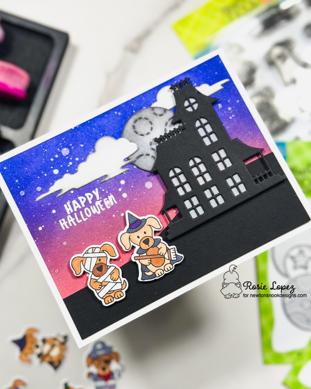 ペローナ　ハロウィンデザインシート Rosie Lopez's Halloween card designs with Newton's Nook