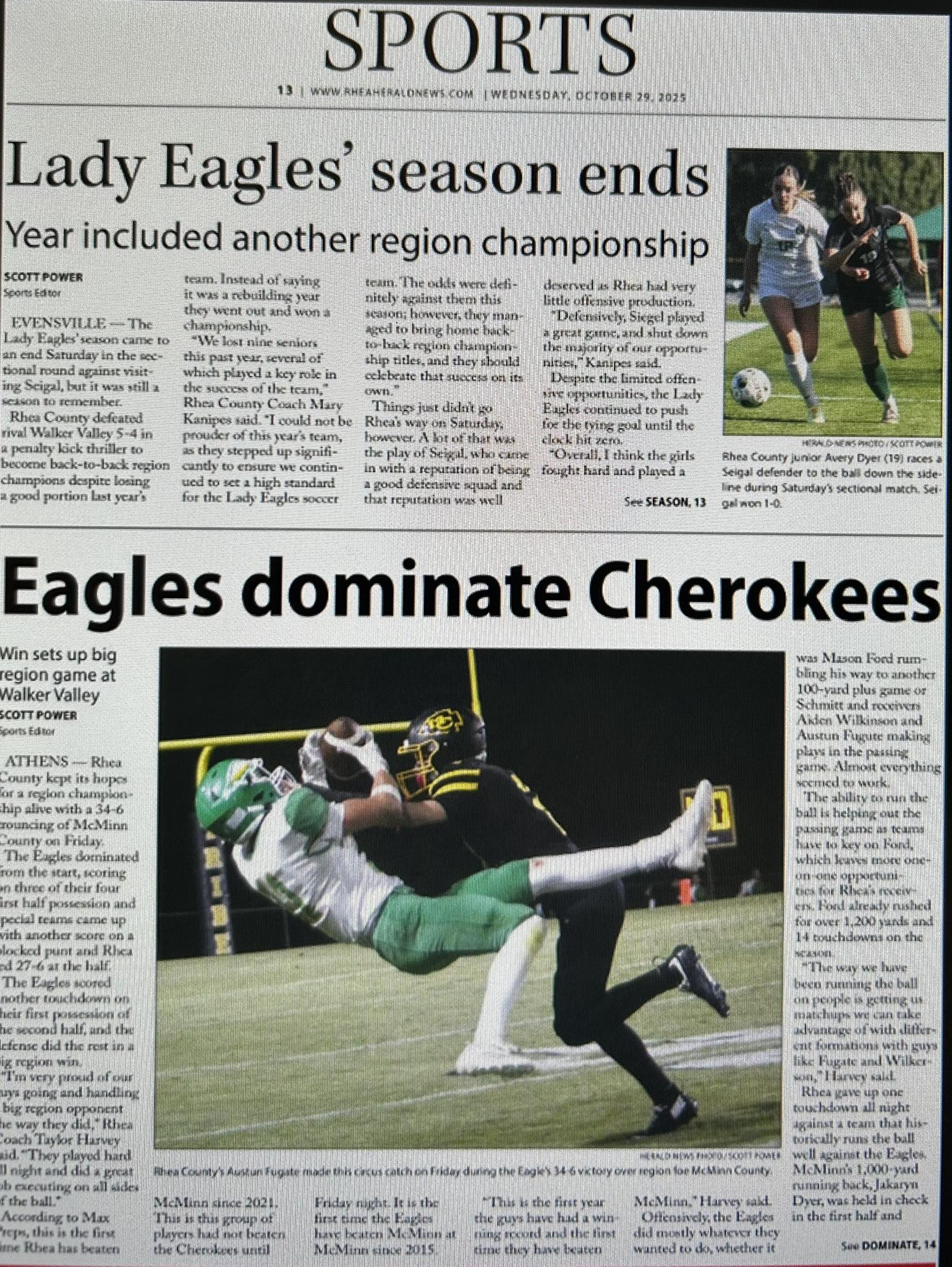 rheaheraldnews - Early look at Wednesday’s sports front. Note that the ...