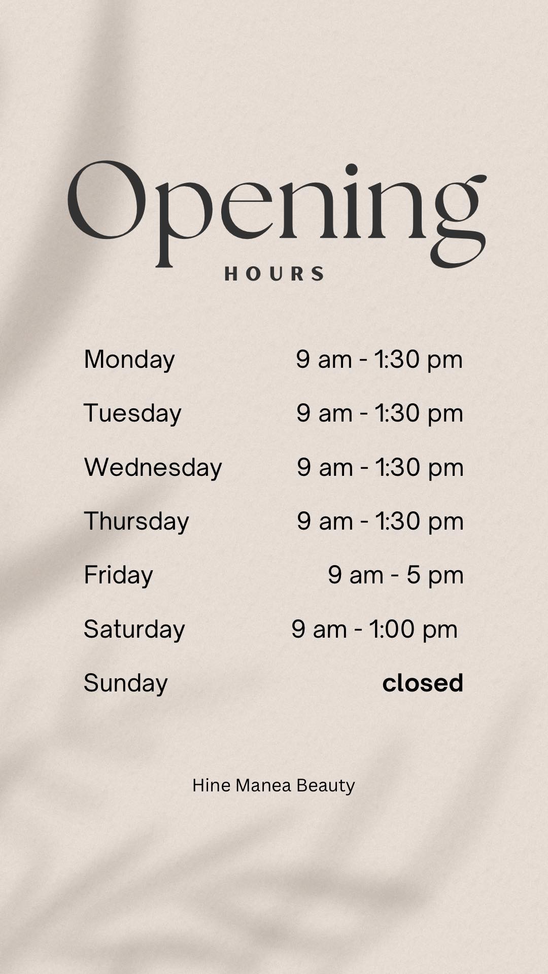 Hine-Manea - New Booking System & Updated Hours! Hey beauties! I'm ...