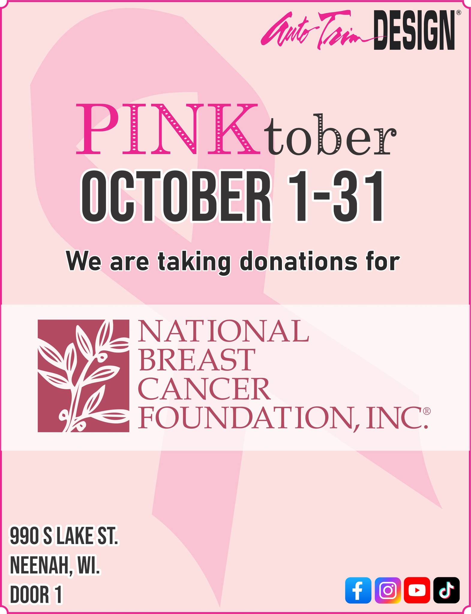 Auto - All PINKtober long (10/01-10/31), we are taking donations for ...