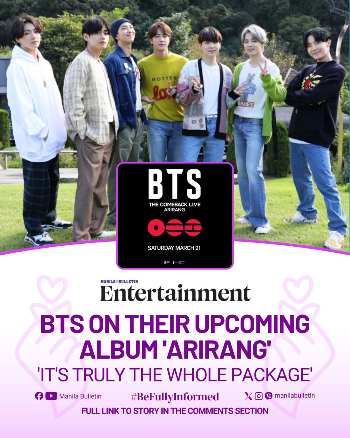 Manila - K-pop superstars BTS said their upcoming album, “Arirang ...
