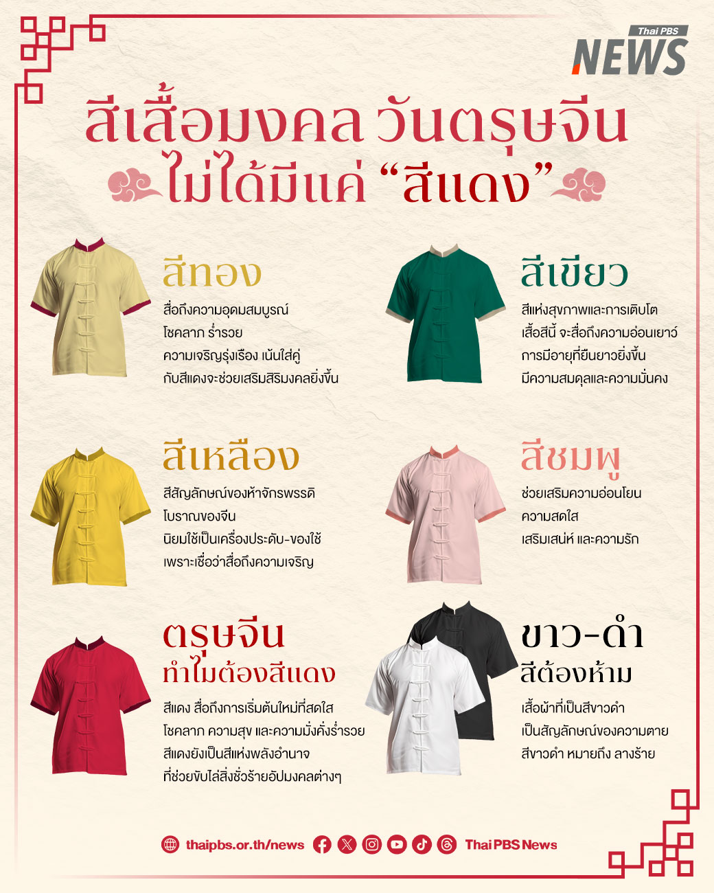 Thai - 🏮 ตรุษจีน 2569 ใส่เสื้อสีอะไรดี 🏮 พรุ่งนี้ 