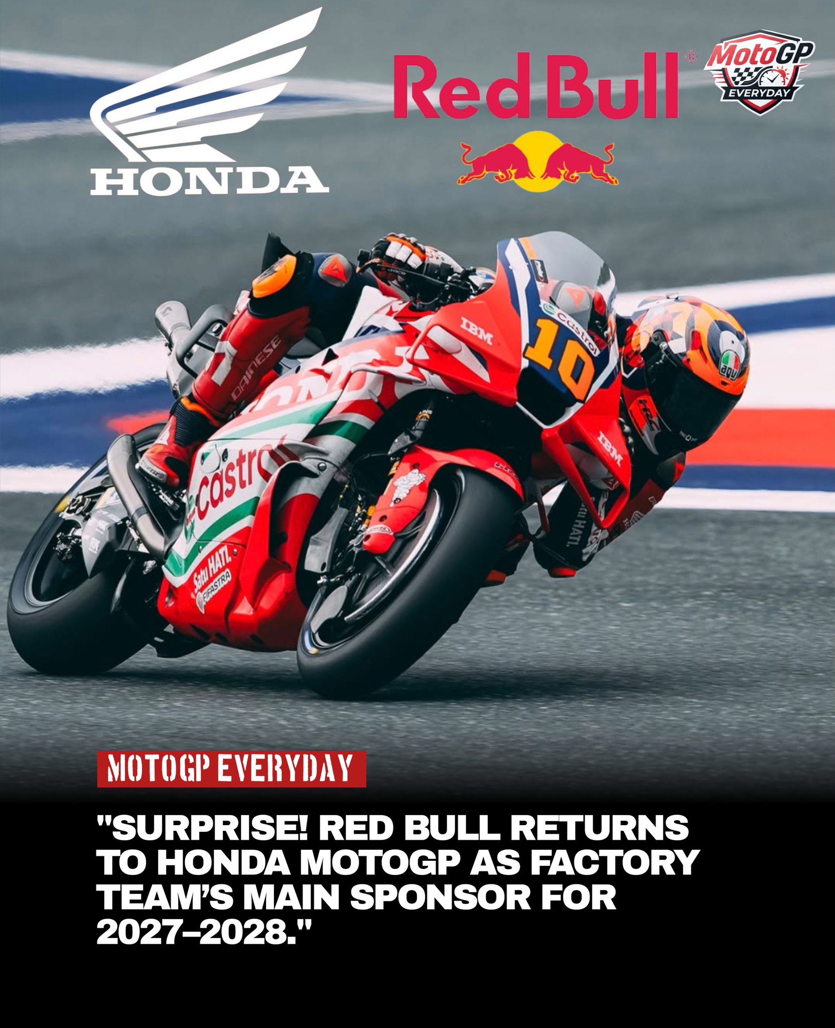 Honda announces major sponsorship deal with Red Bull #MotoGP #RedBull