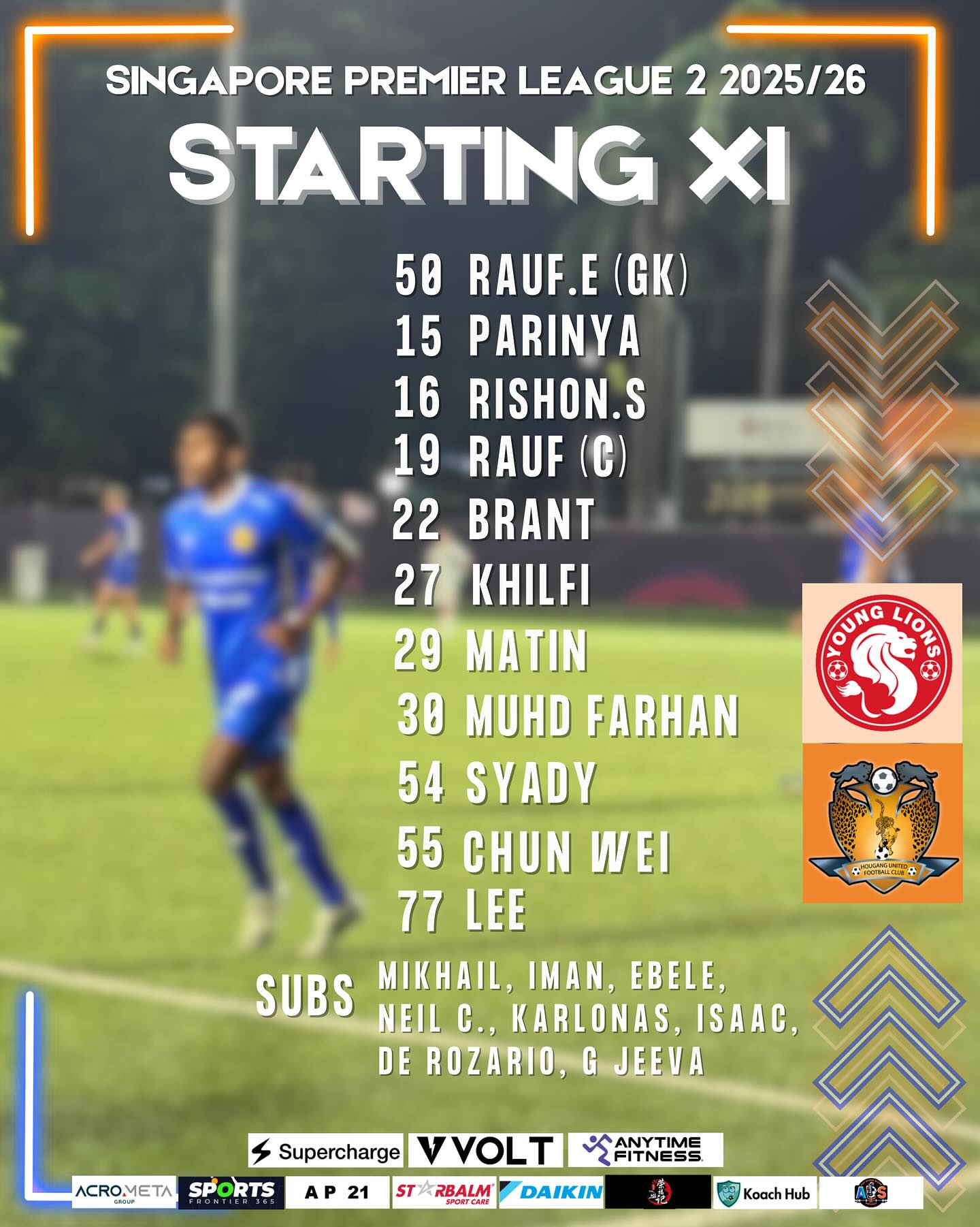 LINE-UP: Singapore... - Hougang United Football Club (HGFC) | Facebook
