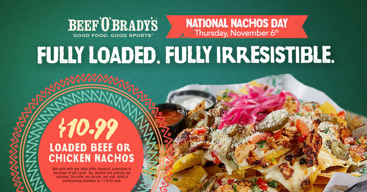 Happy National Nacho Day!!'... - Beef 'O' Brady's Saint Cloud | Facebook