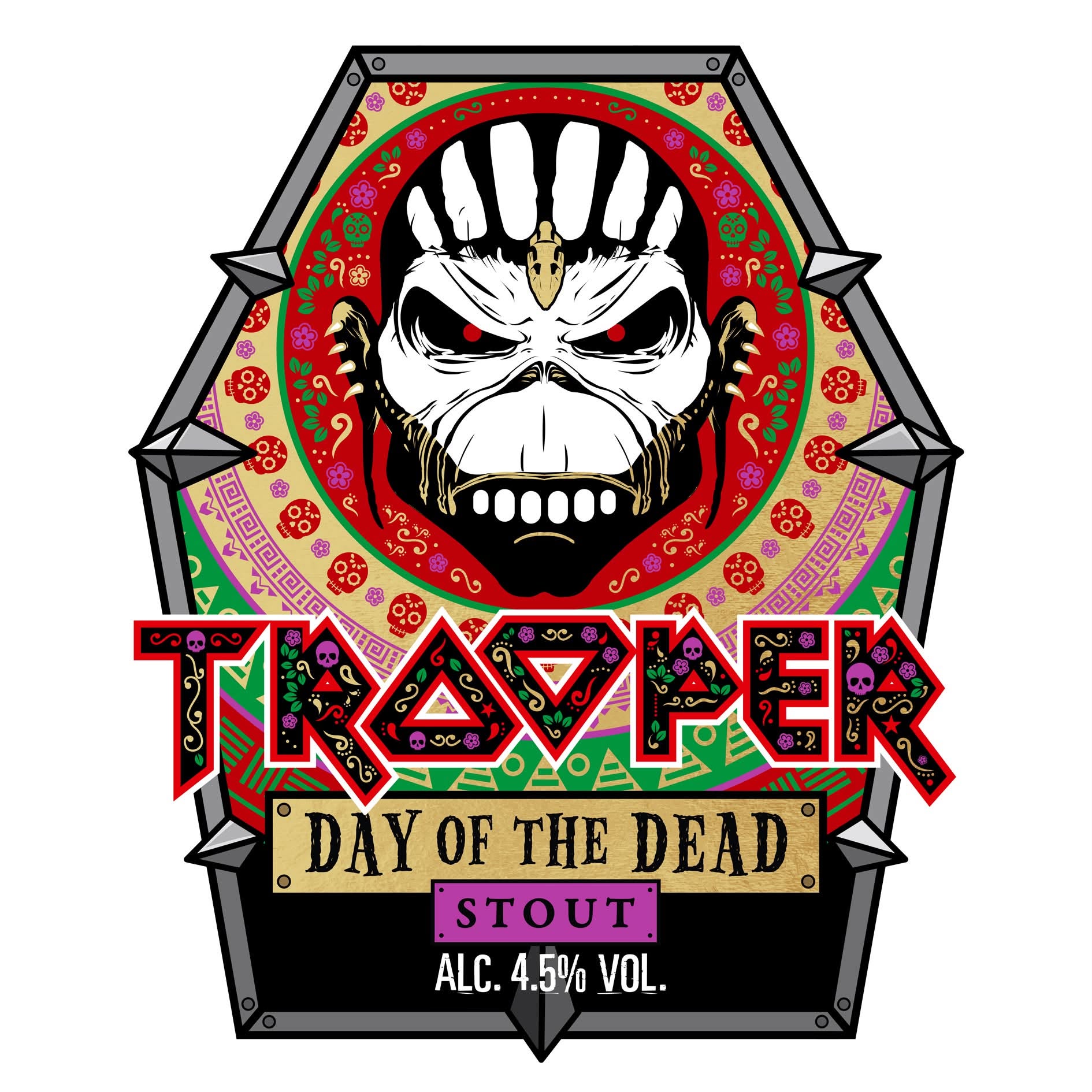 Iron Maiden Trooper - Day Of The Dead Stout beer label design for