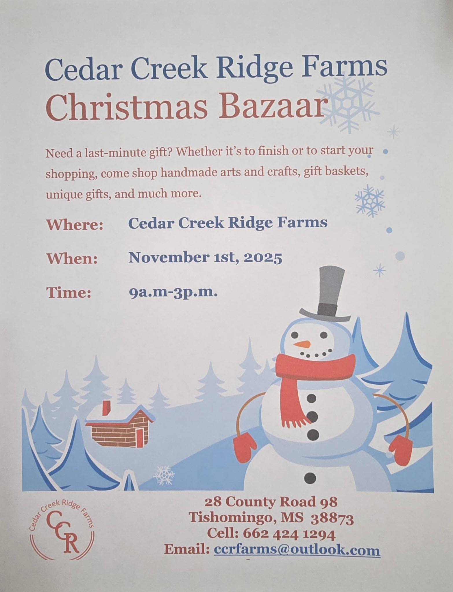 Tishomingo - 🎄 Mark your calendars for the Cedar Creek Ridge Farms ...