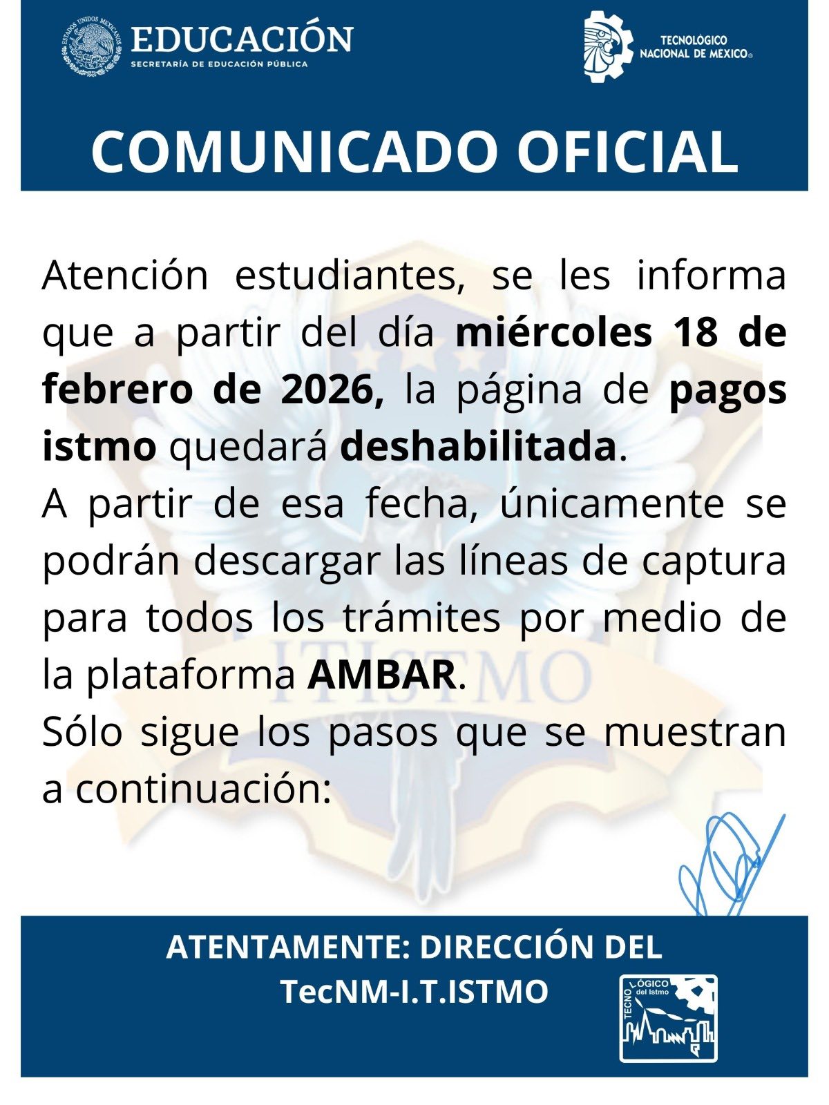 TECNM - Istmo - Atención estudiantes, se les informa que a... | Facebook