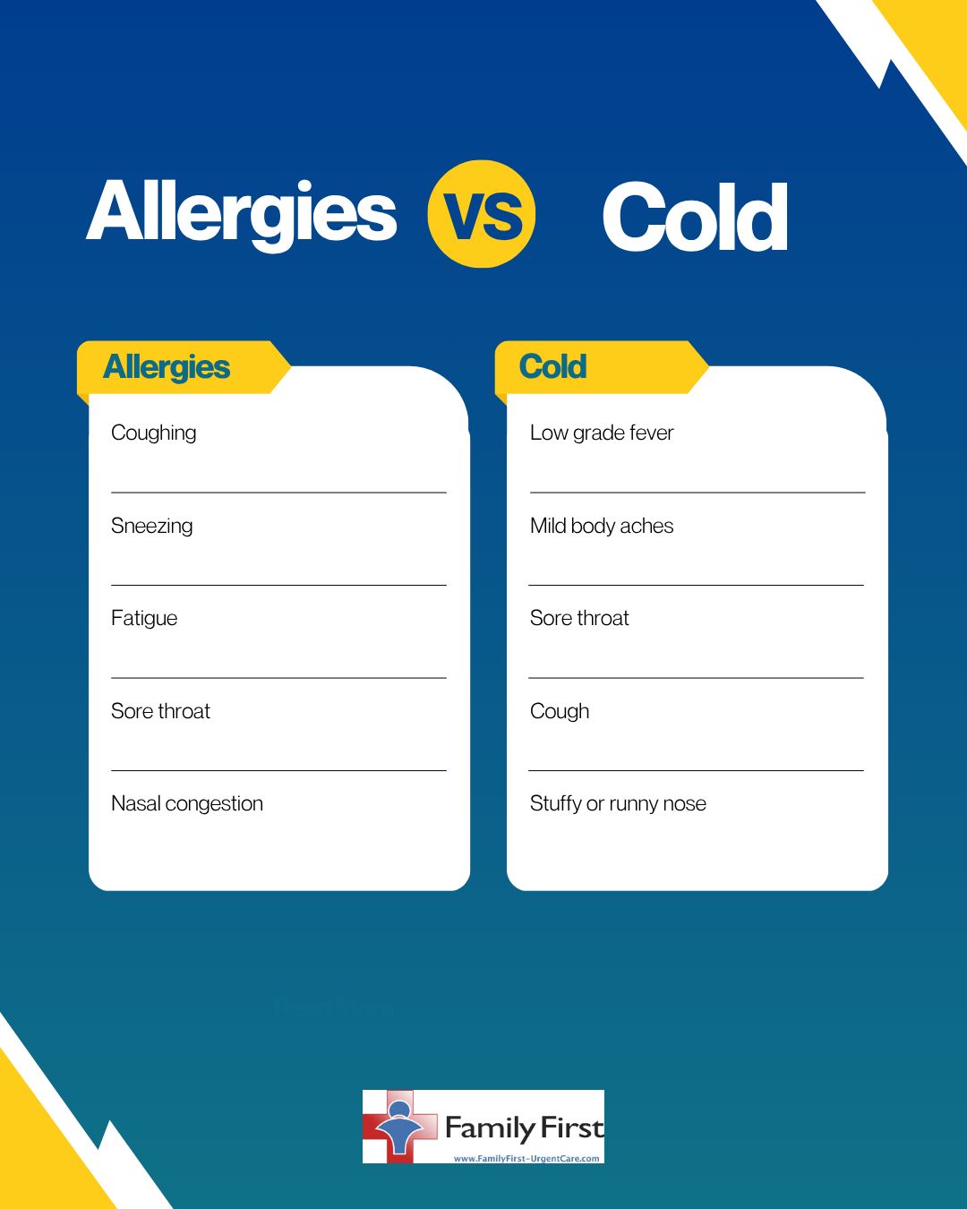 Family - 🤧 Allergies or a Cold? 🌸 It can be tricky to tell the ...