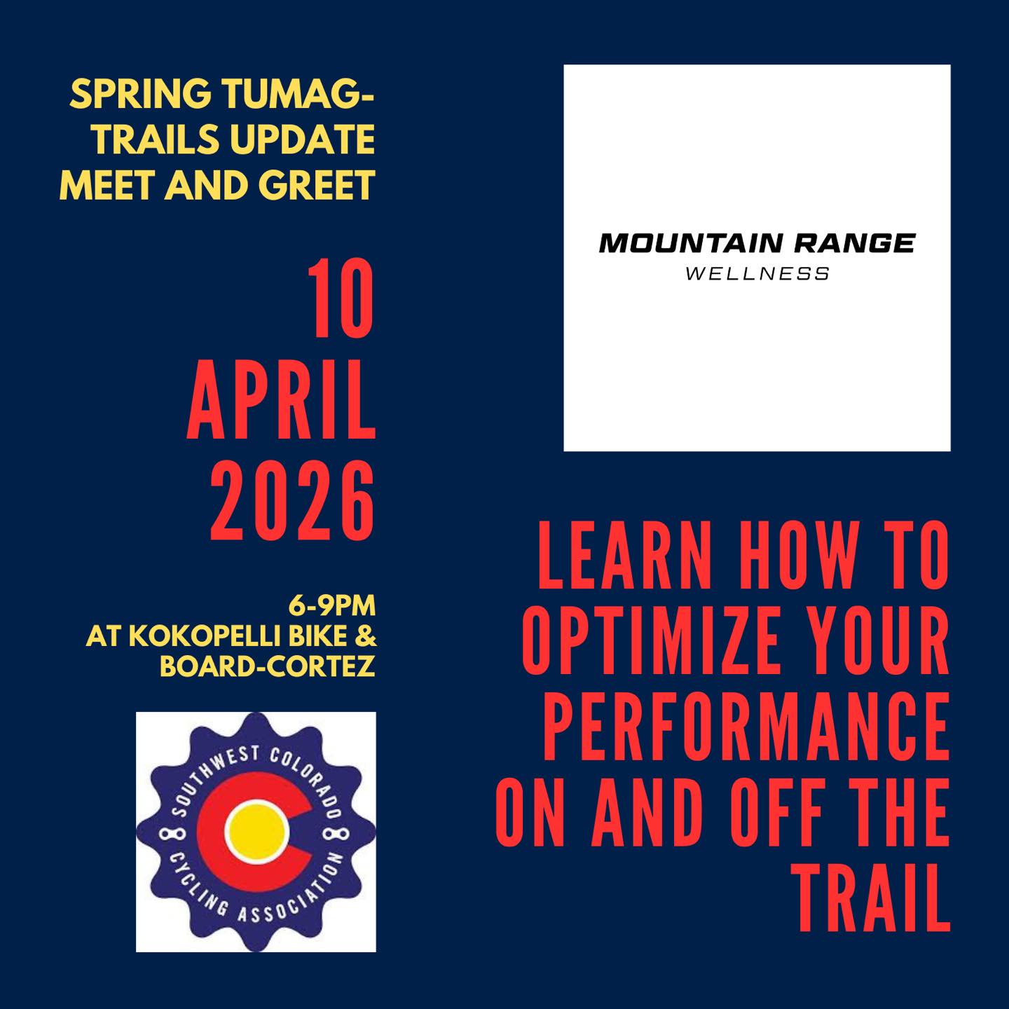 🚴‍♂️ Want more energy, better endurance, and faster recovery on the trails? Mountain Range Wellness is joining our Spring TUMAG-Trails Update Meet and Greet and will be offering B12 shots on-site! Vitamin