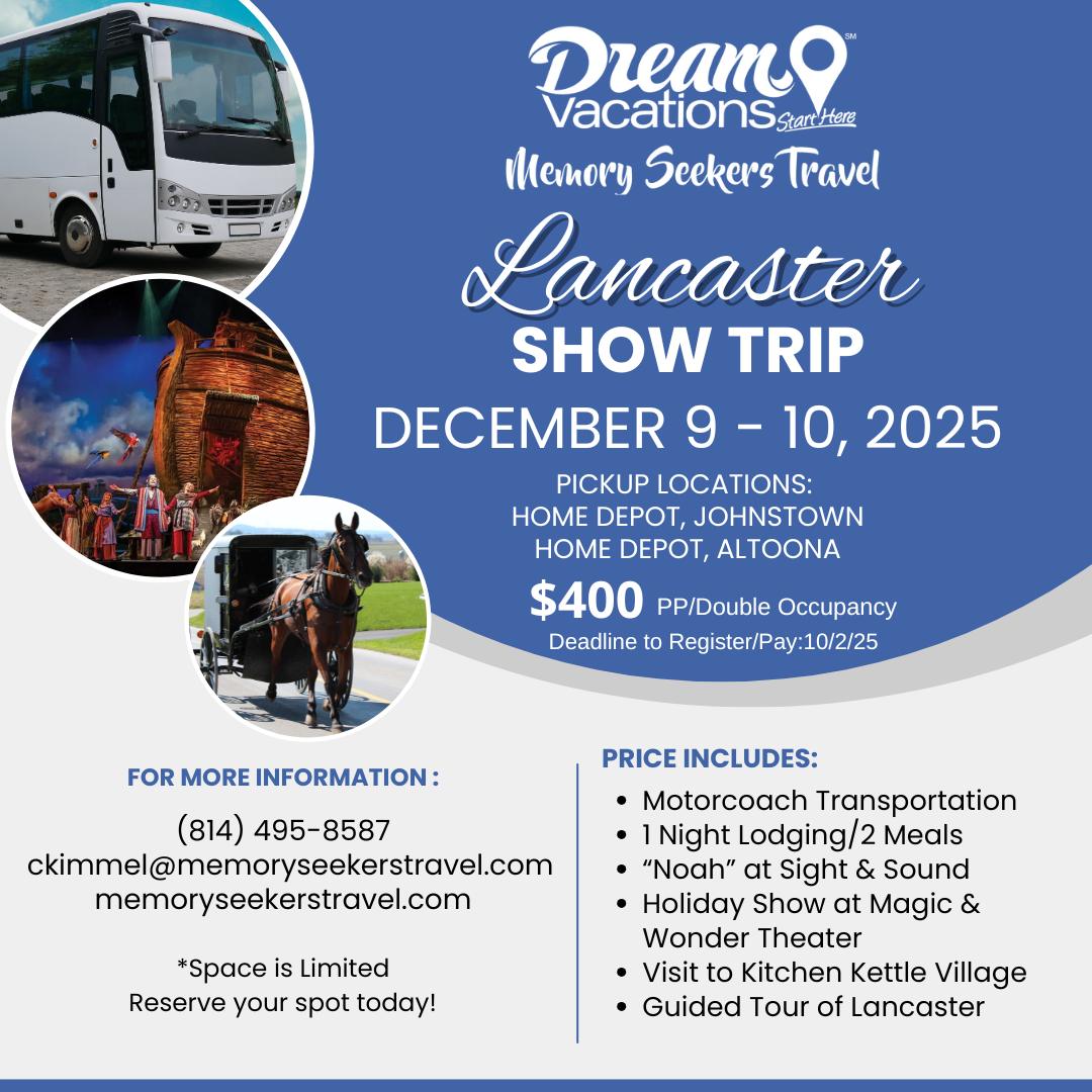 Lancaster tour with Gettysburg visit and Joshua live show