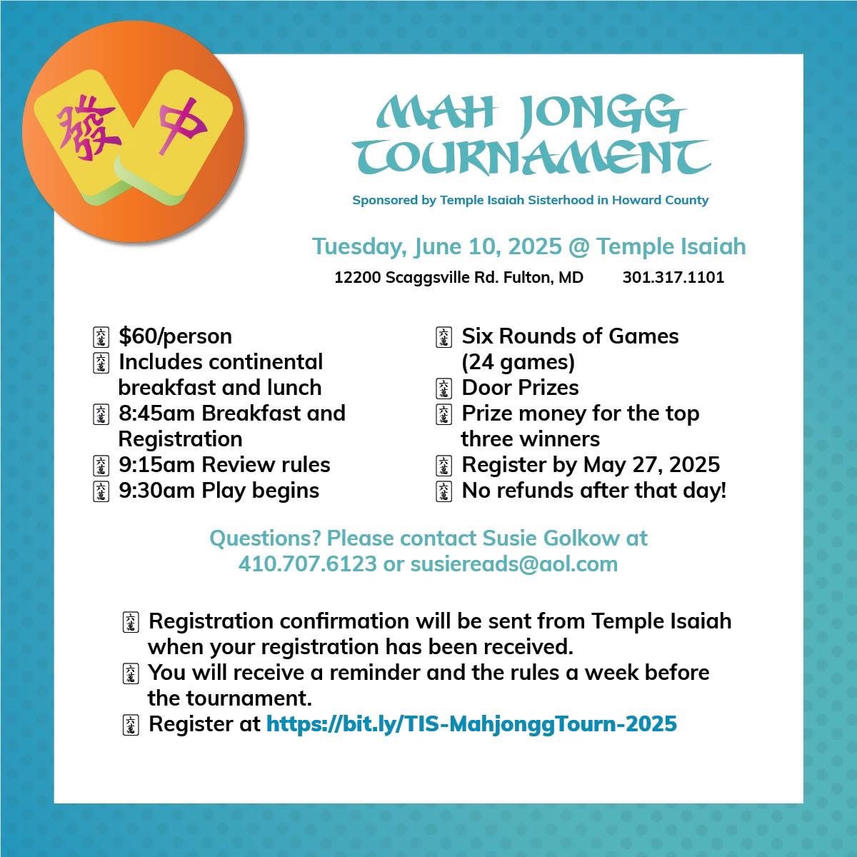 Temple Isaiah Mahjongg Tournament