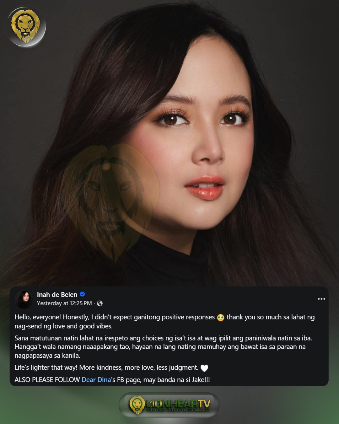 LionhearTV - Inah de Belen shares heartfelt message on... | Facebook