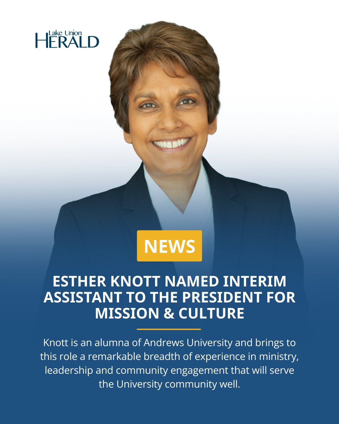 Lake - Esther Knott is an alumna of Andrews University and her career ...