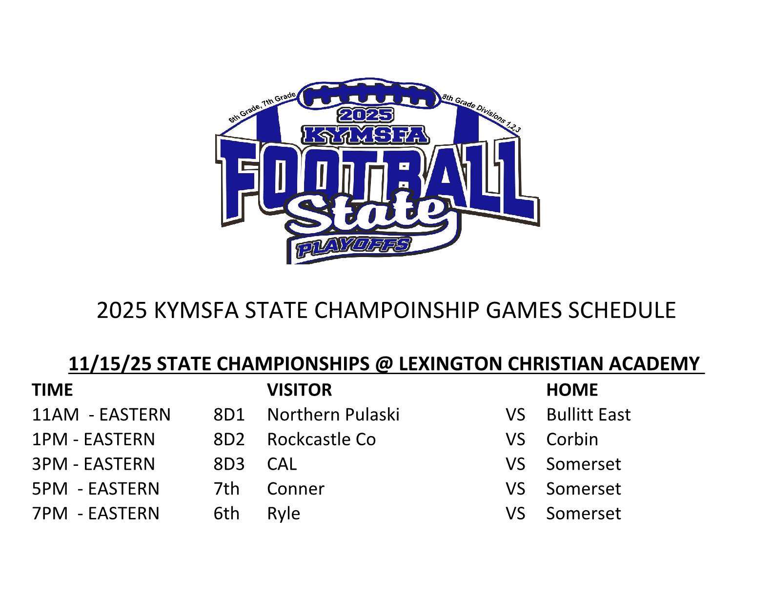 Kentucky - State Championship Game Schedule Admission Adults $12.00 ...