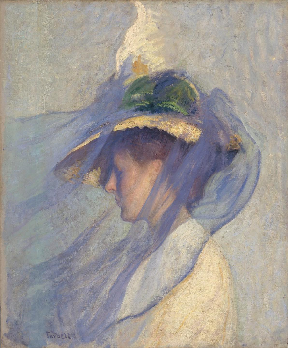 Art - Edmund Charles Tarbell (American, April 26, 1862 – August 1, 1938) The Blue Veil, 1898 # ...