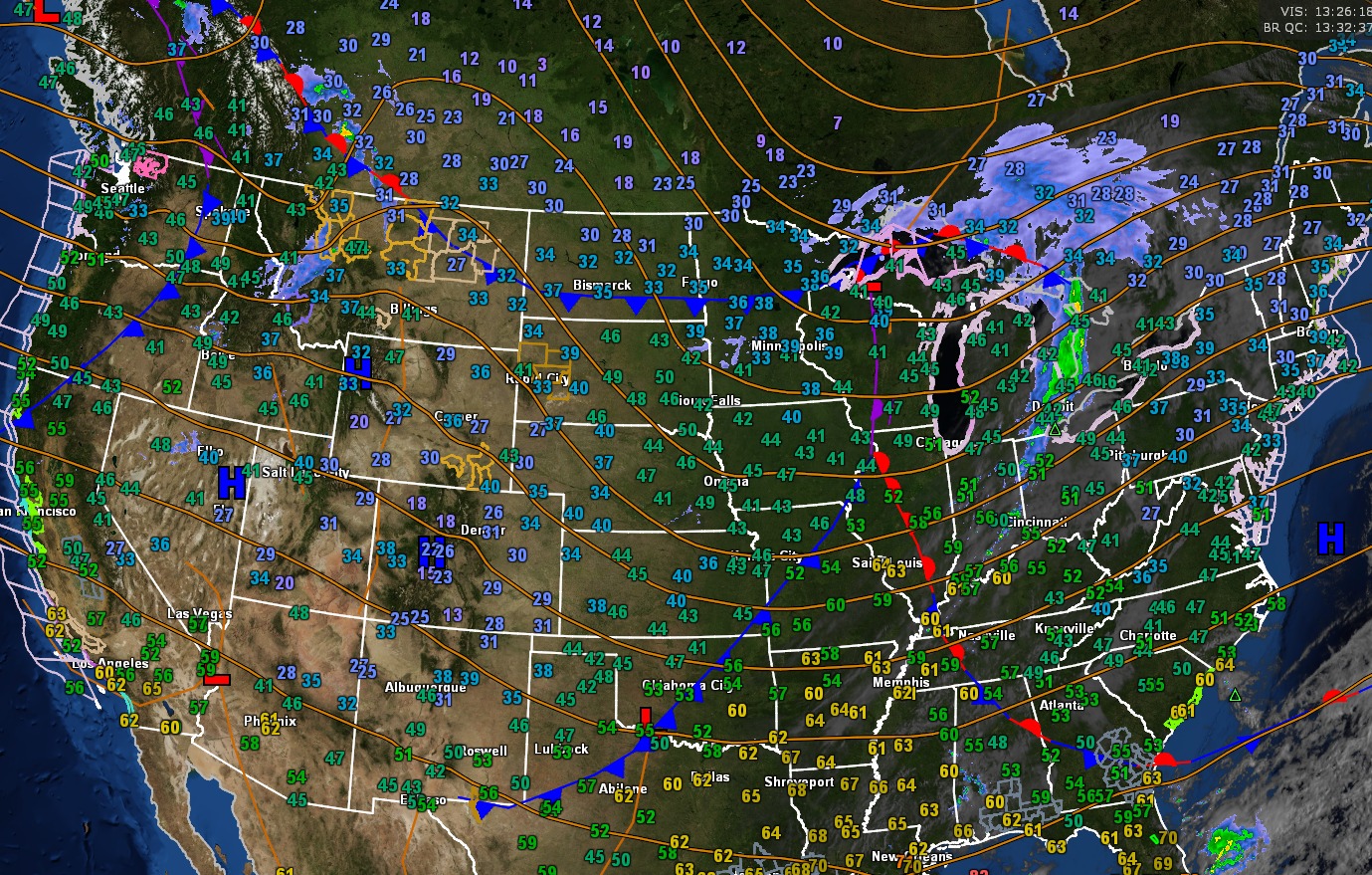 Big - Current map. You can see two cold fronts on the map, the first ...