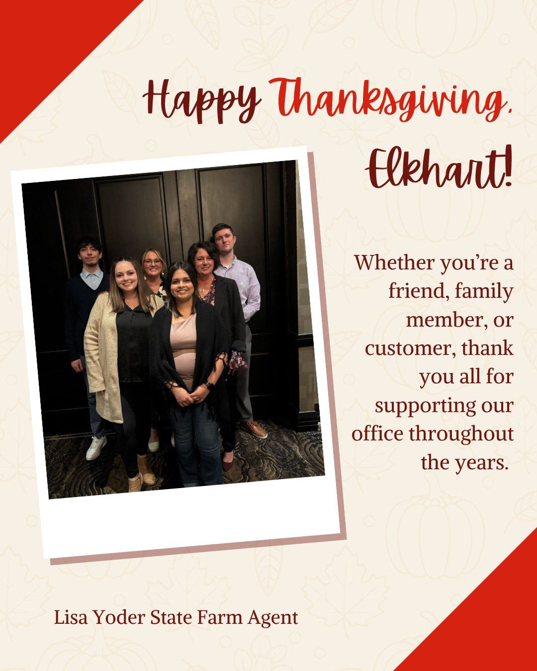 Lisa - Thanksgiving greetings to our Elkhart family! 🦃 ️ This year, we ...