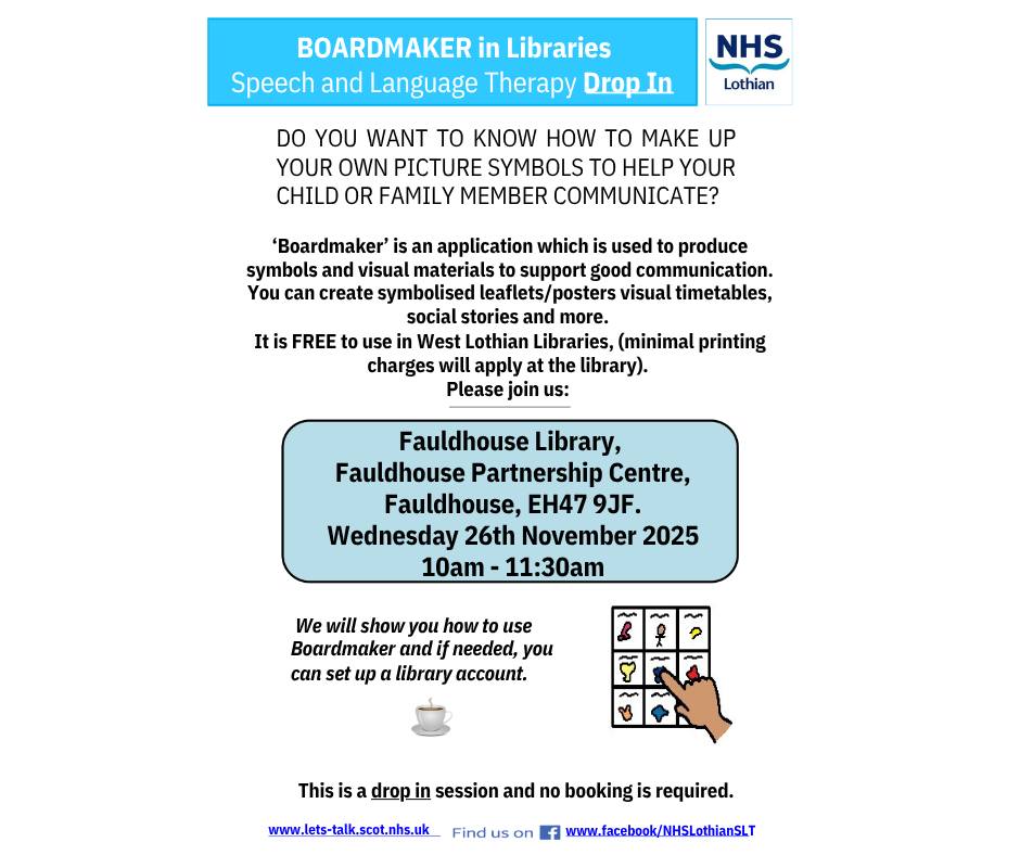 NHS - West Lothian's Boardmaker in Libraries drop in is coming to ...