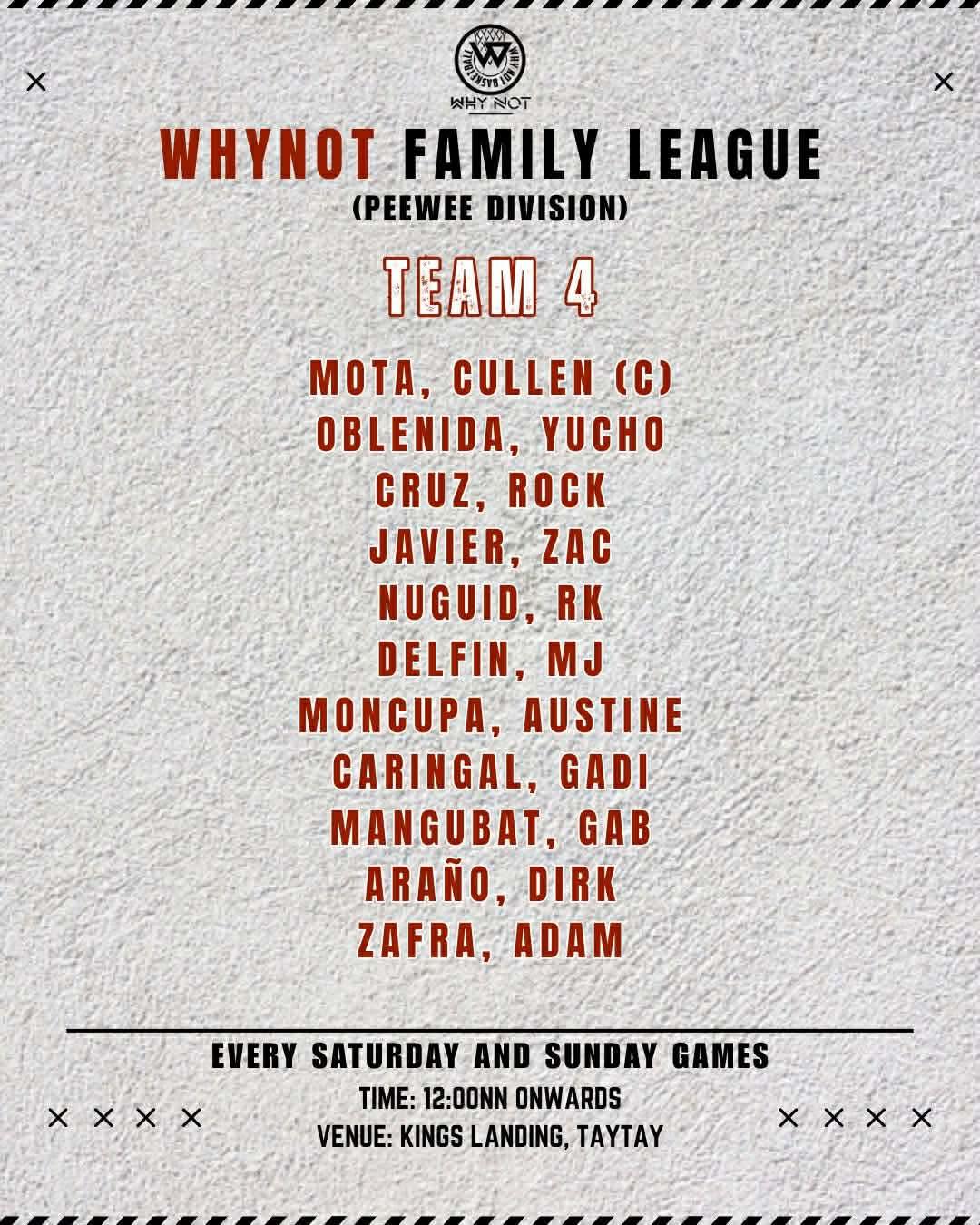 WHY - WHYNOT Family League Season 3‼️ “PEE WEE DIVISION” Team captains ...