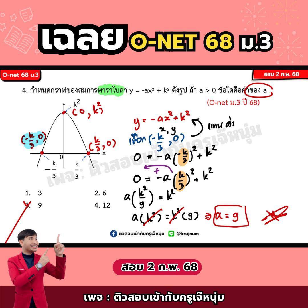 📌แจกเฉลย O-NET ม.3 มาเเล้วจ้า ... - ติวสอบเข้ากับครูเจ๊หนุ่ม | Facebook