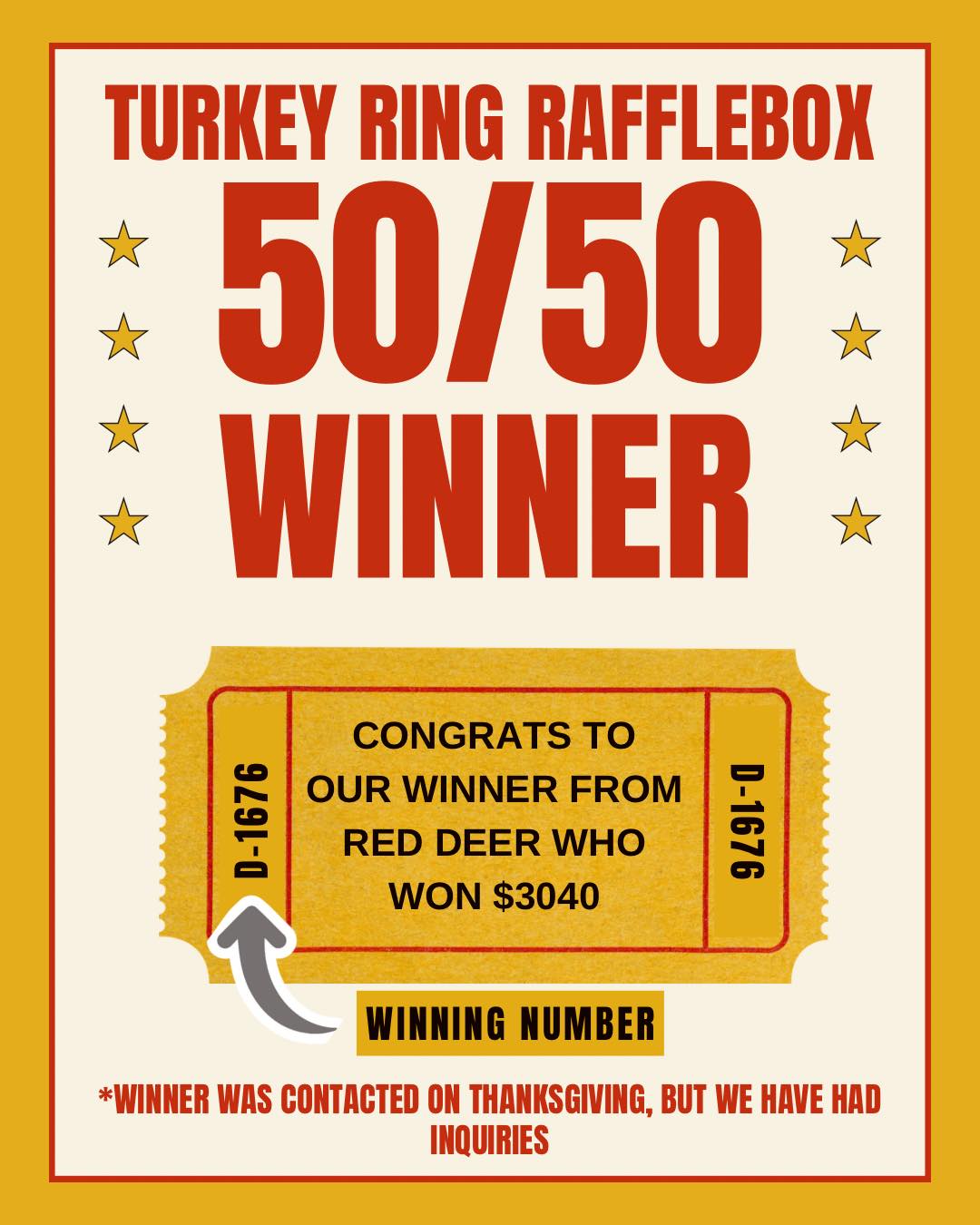 St.Albert - Winner winner chicken dinner! Our Turkey Ring raffle winner ...