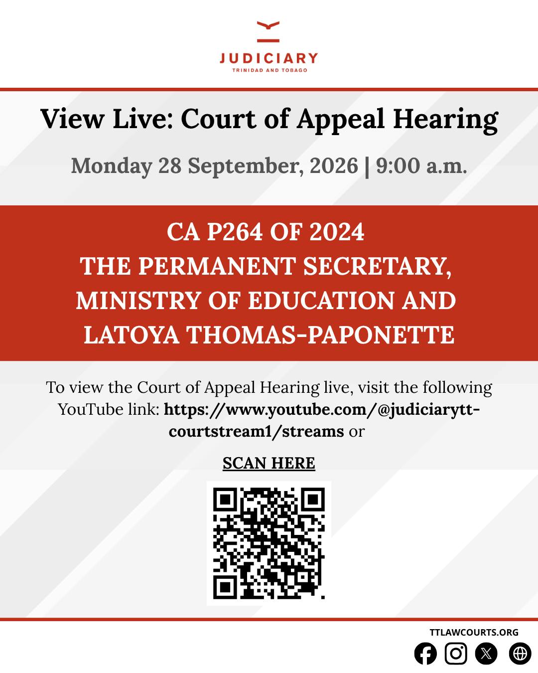 Trinidad and Tobago Court of Appeal hearing for CA P264 of 2024 on