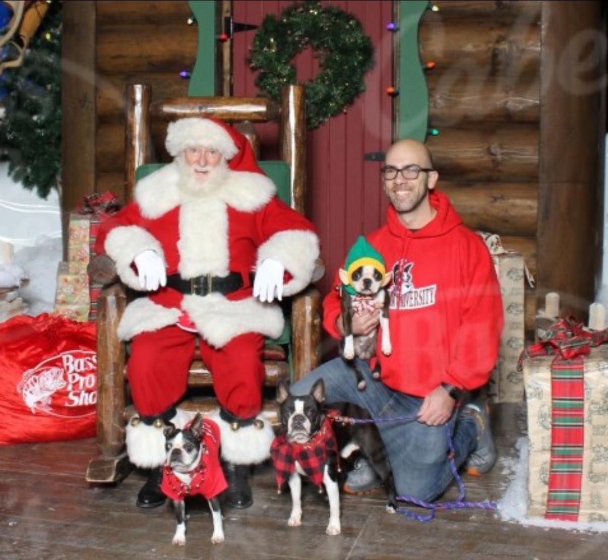 We got to visit Santa and got a photo with him! Dad told him