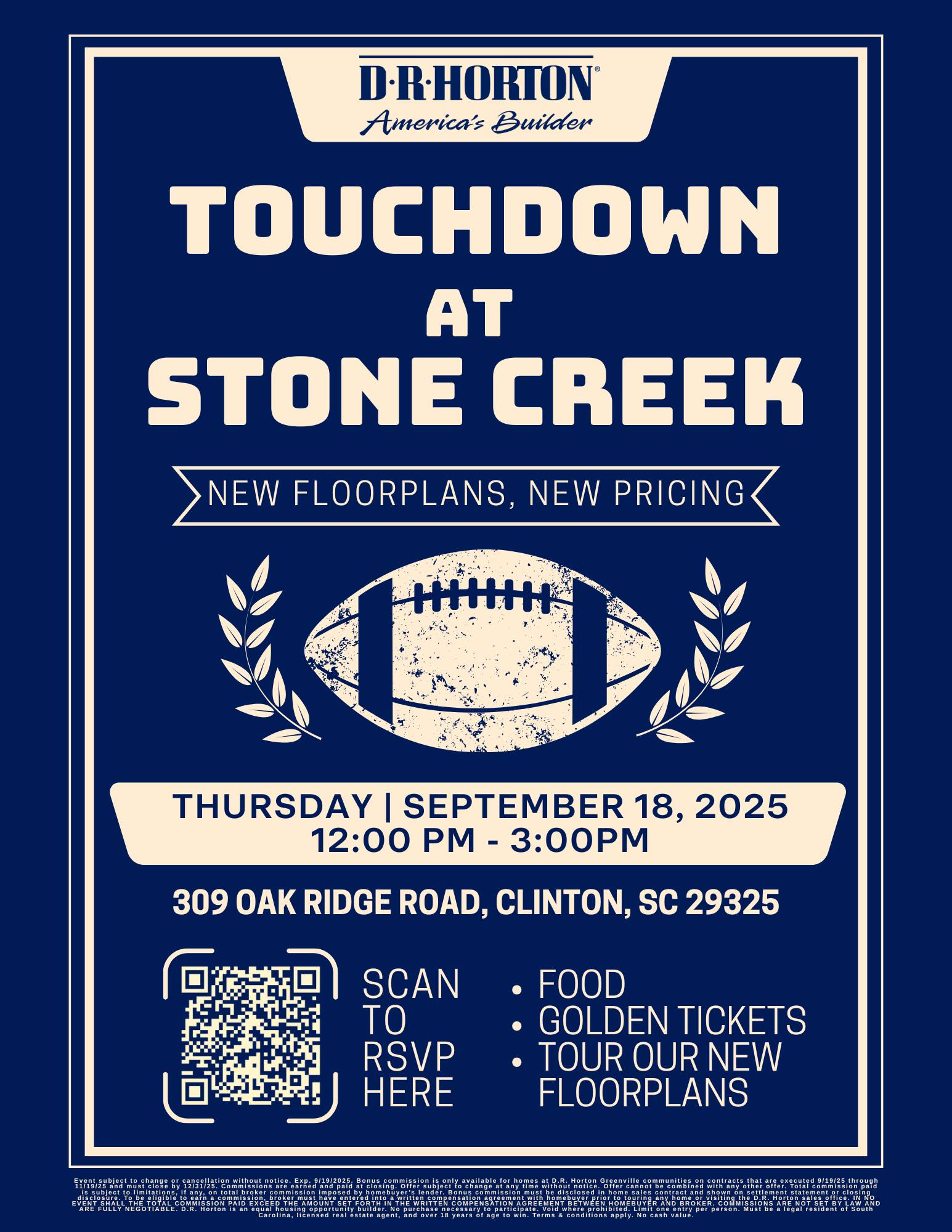 D.R. - You’re Invited to Touchdown at Stone Creek! Join us at the Stone ...
