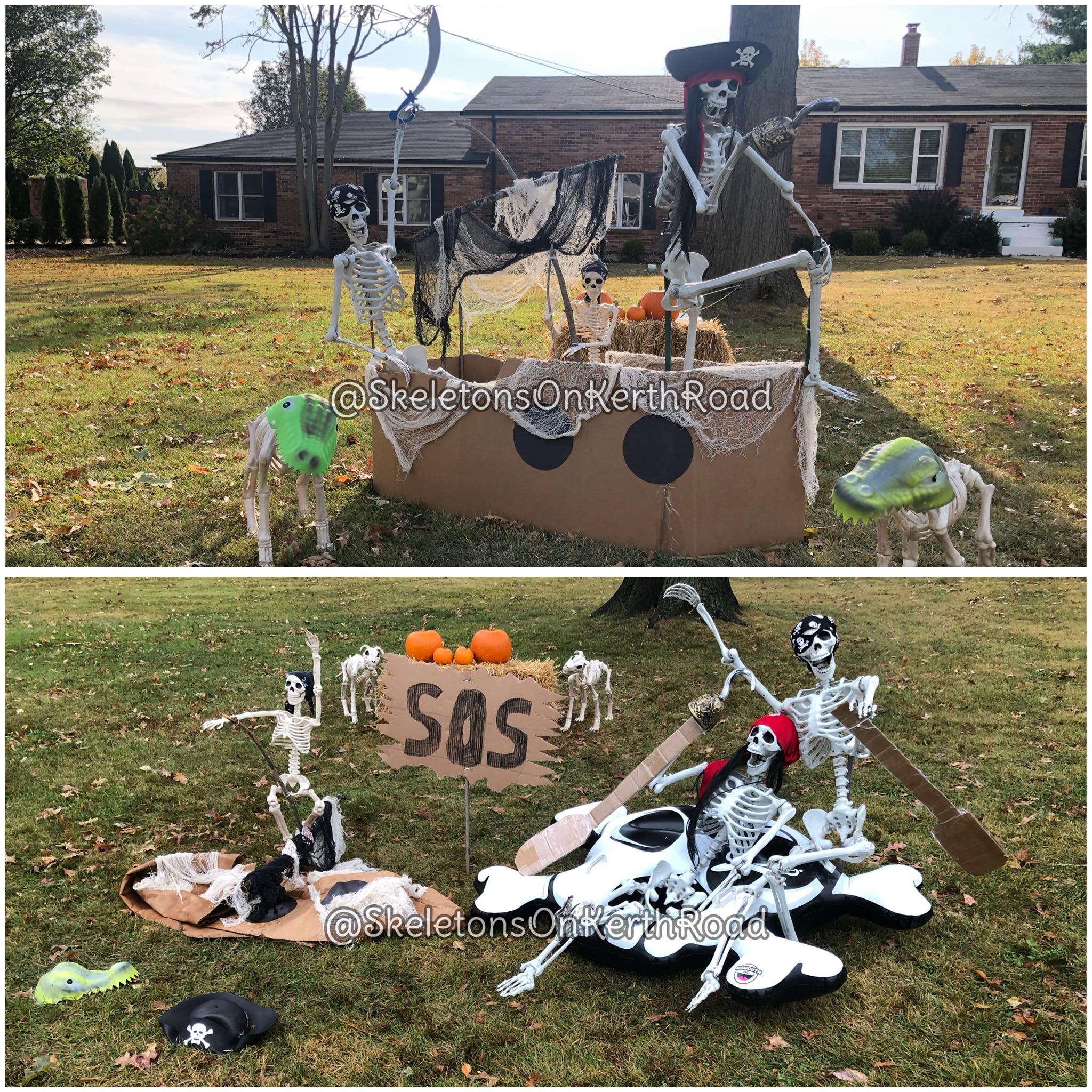 Skeletons - Fun skeleton display idea for Halloween. The rain ruined ...